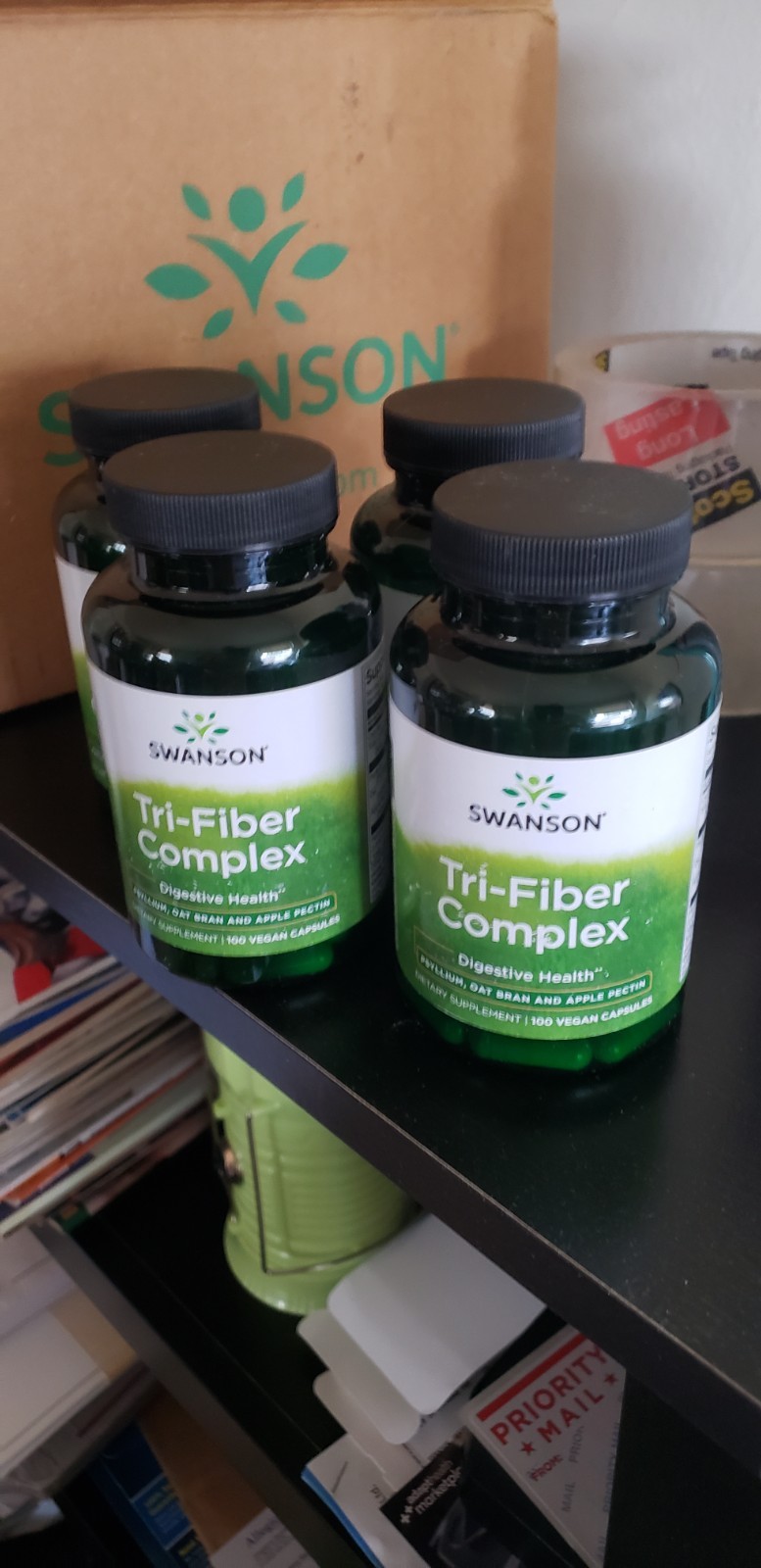 Swanson Vitamins Tri-Fiber Complex SW993 4 Bottles, 400 Total Vegan Capsules