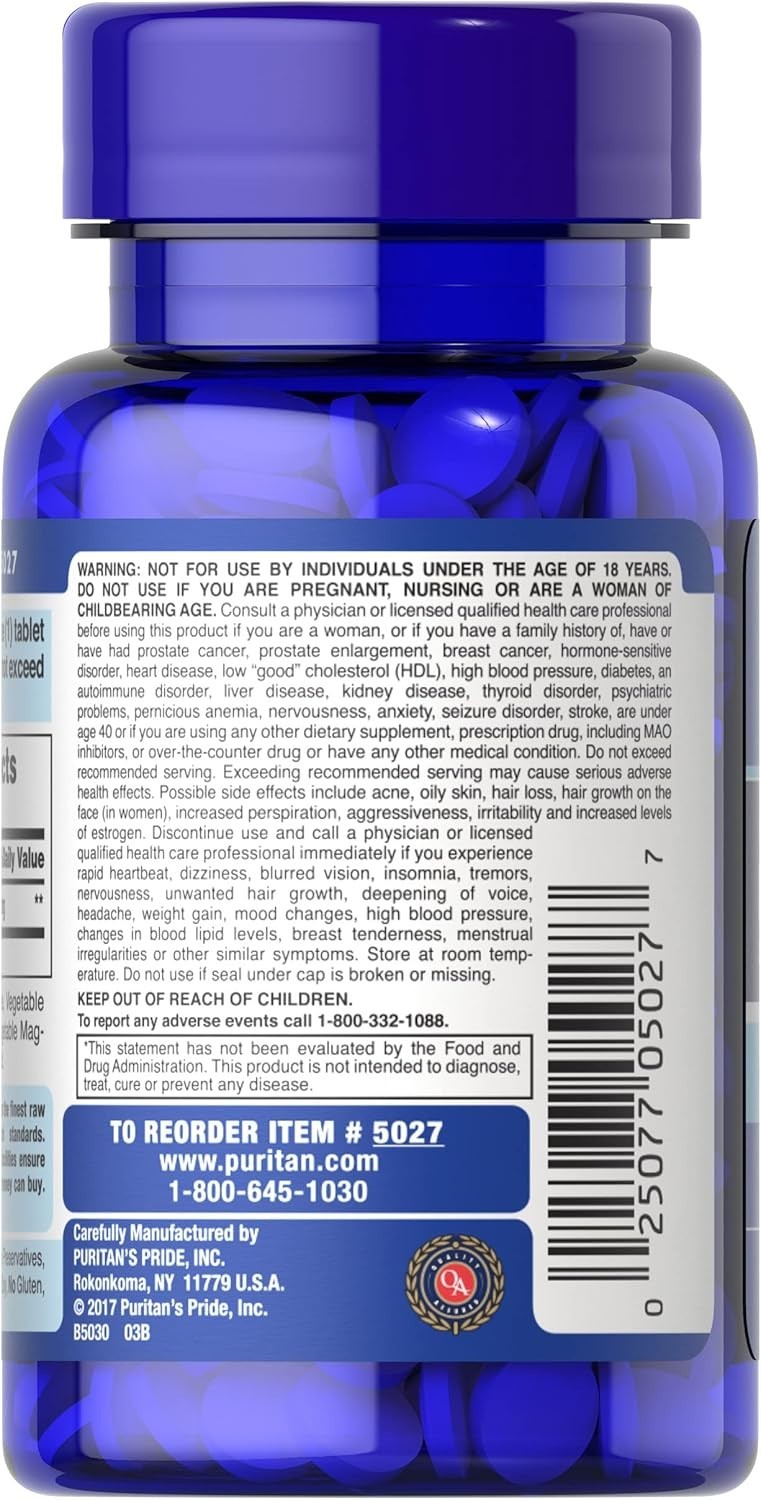 Puritan’s Pride Youth Guard DHEA for Women and Men 50mg, Dietary Supplement forH