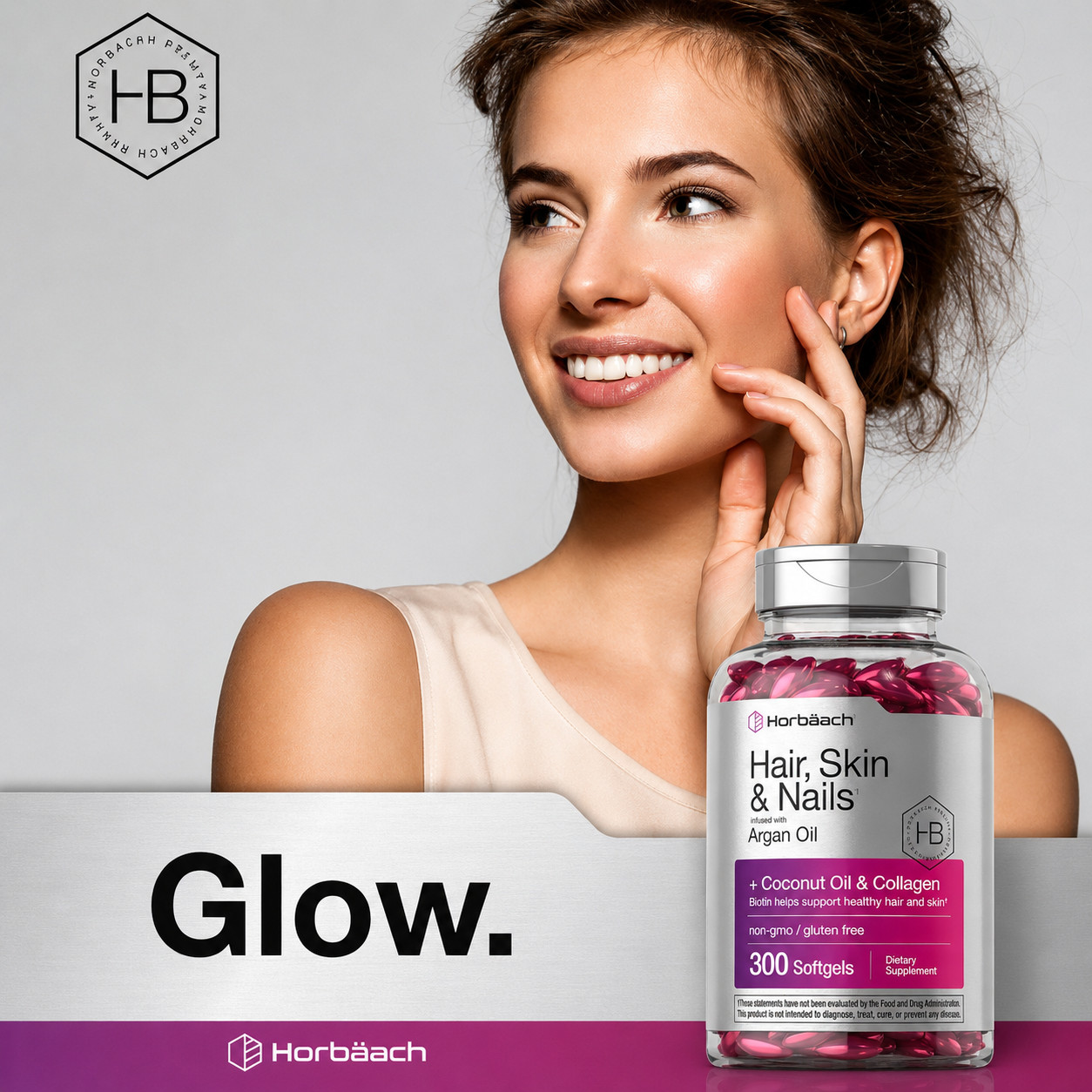 Horbaach Hair Skin & Nails Softgels 300 Ct Biotin Collagen Supplement