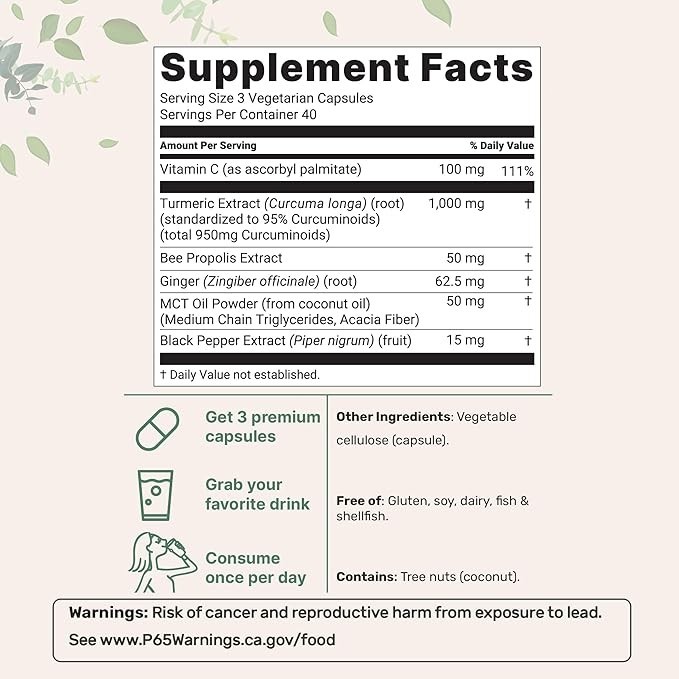 Micro Ingredients Pure Turmeric Curcumin 95, 3,000 mg, 360 Vegetarian Capsules