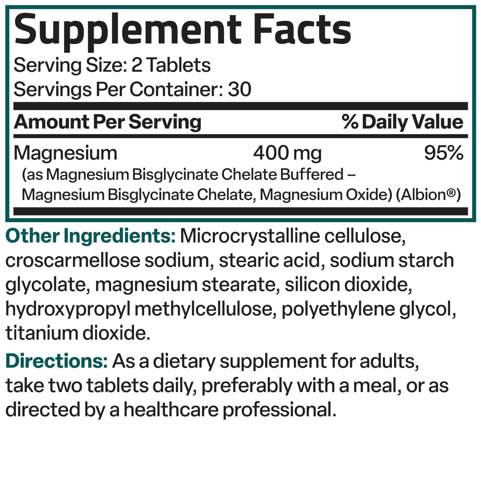 Bronson Magnesium Glycinate 400mg Extra Strength, 60 Count (Pack of 1)