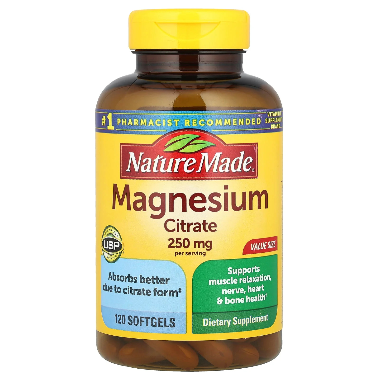 2 X Nature Made, Magnesium Citrate, 120 Softgels (125 mg per Softgel)