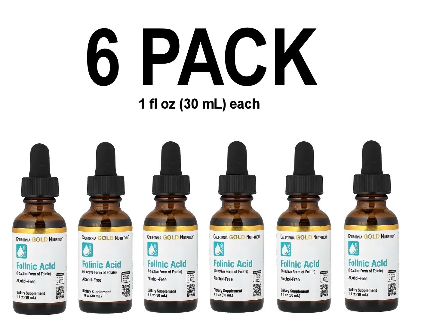 California Gold Nutrition, Folinic Acid, 6 PACK, 1 fl oz (30 ml)
