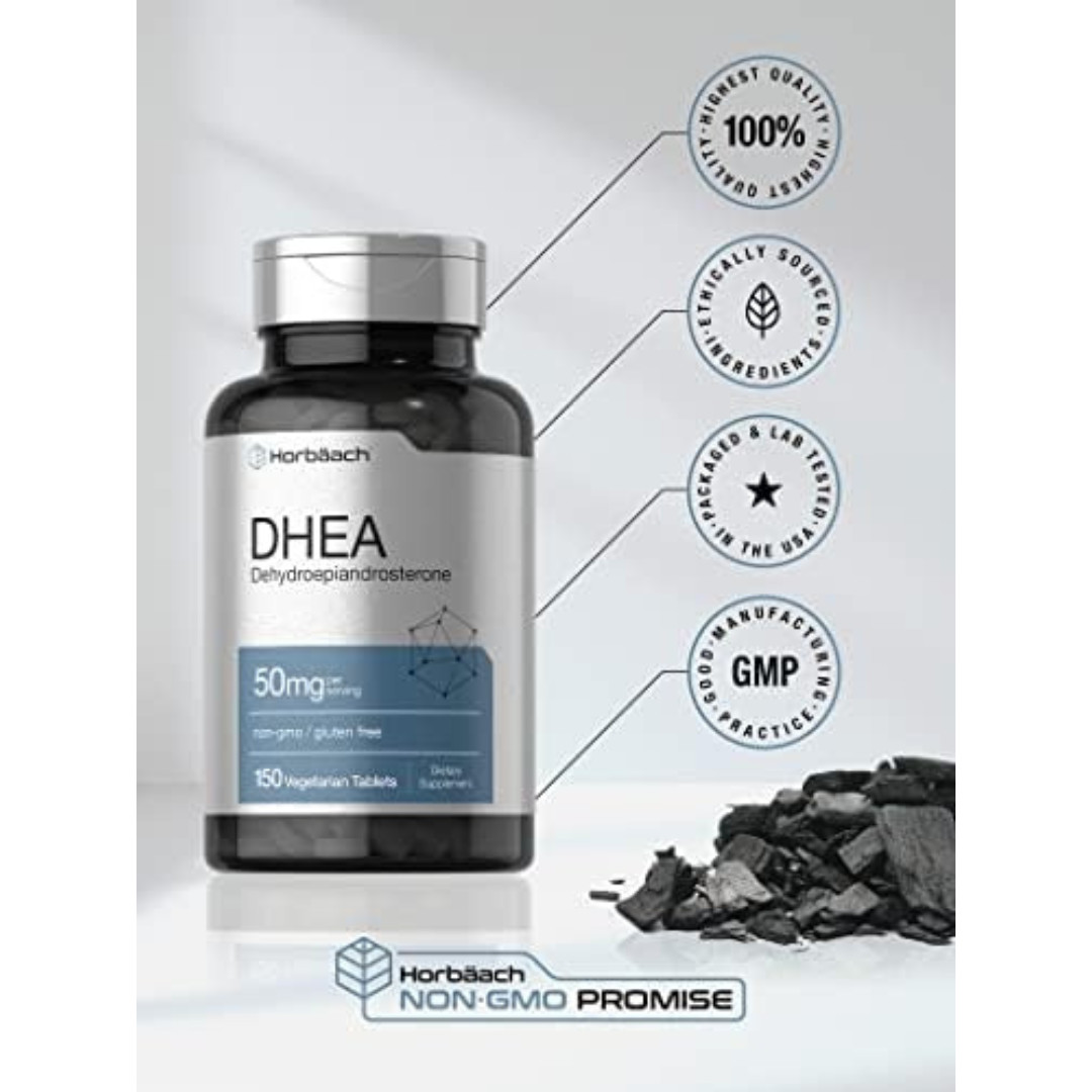 DHEA 50mg | 150 Capsules | Non-GMO, Gluten Free Supplement