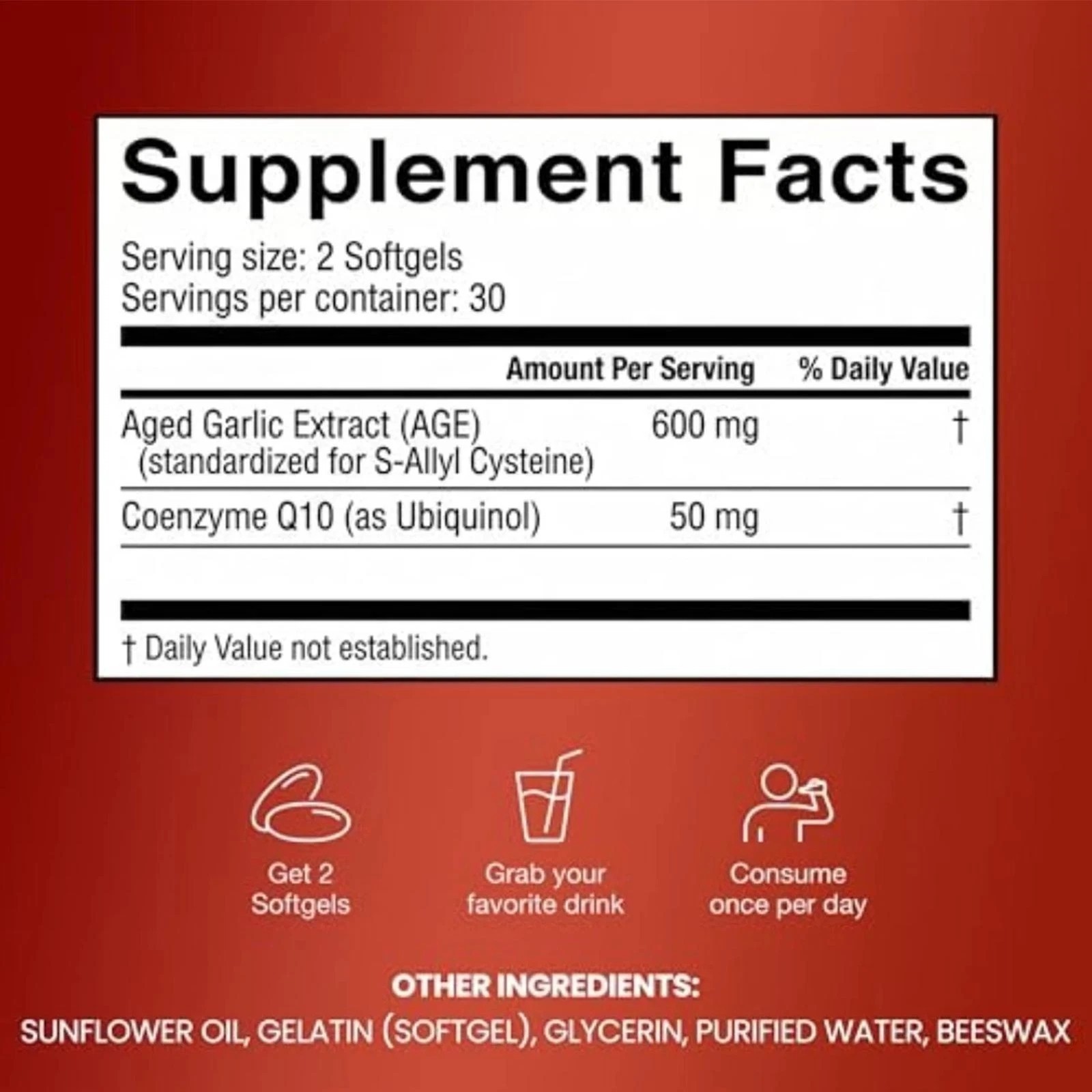 Resilia Garlic Extract 600mg Softgels (60 Count) – Odorless Aged Garlic Extra US