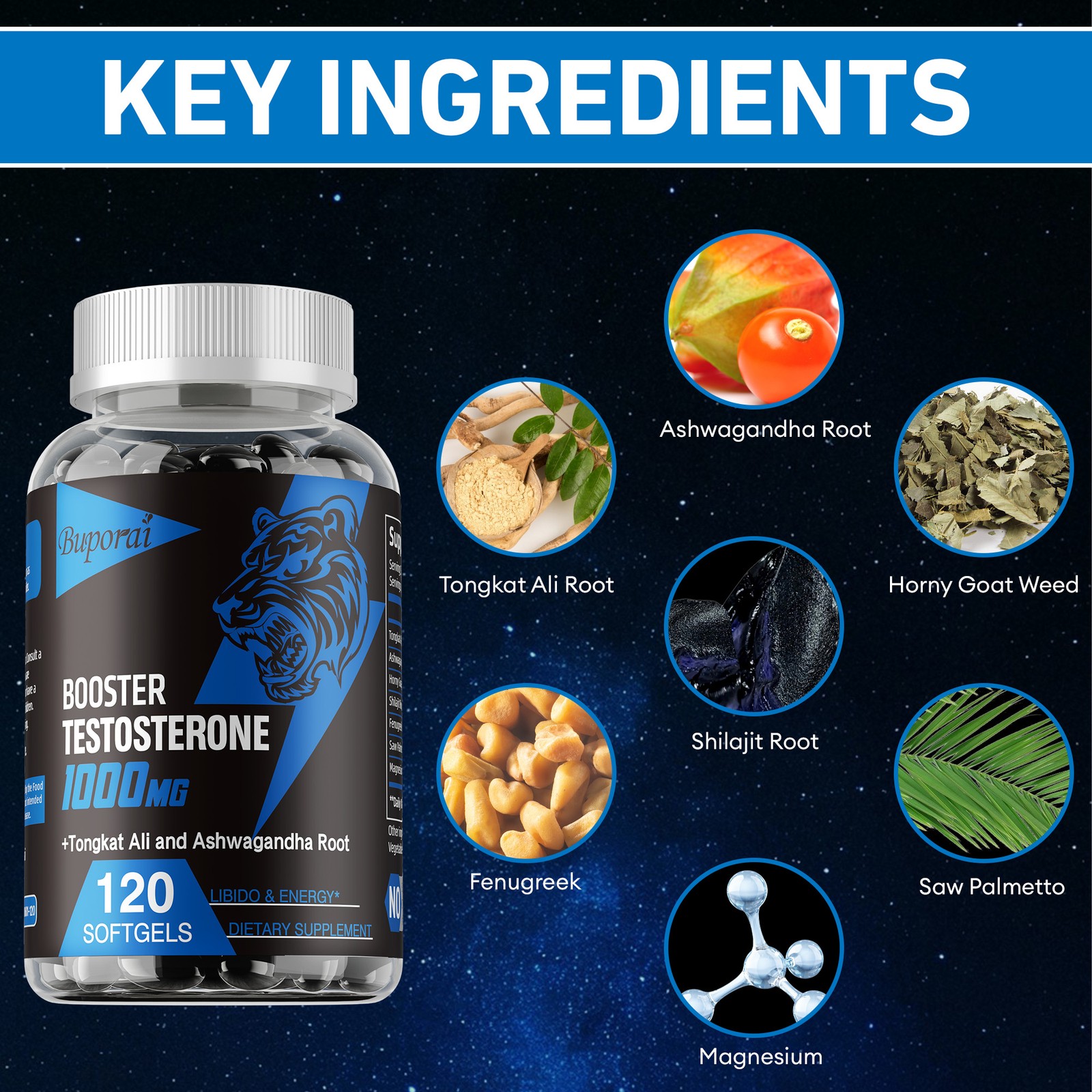 Booster Testosterone 120pcs – Workout, Build Muscle, Strength,Energy&Performance