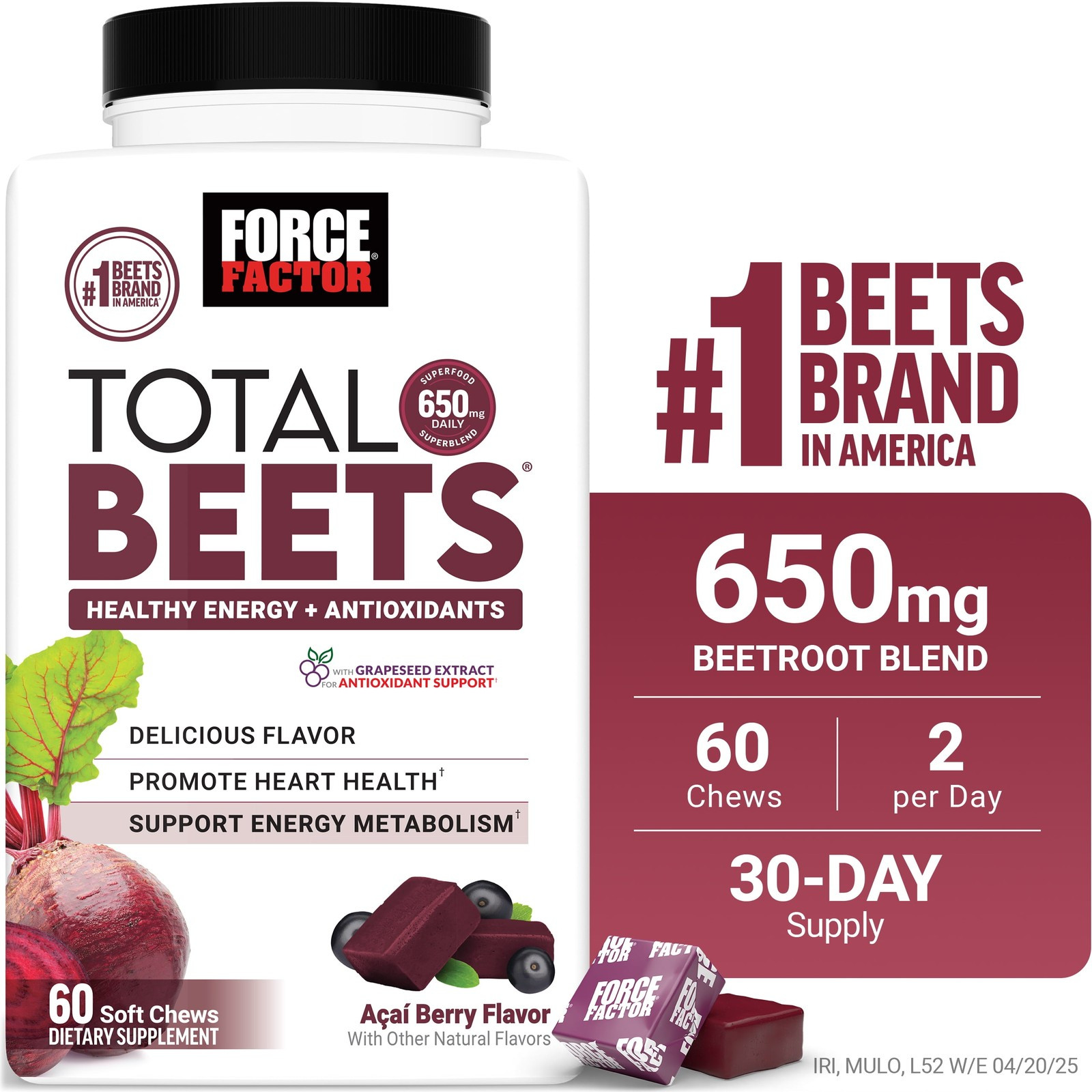 Total Beets, Beet Root Supplement with Beetroot Powder for Heart Health, Nitric