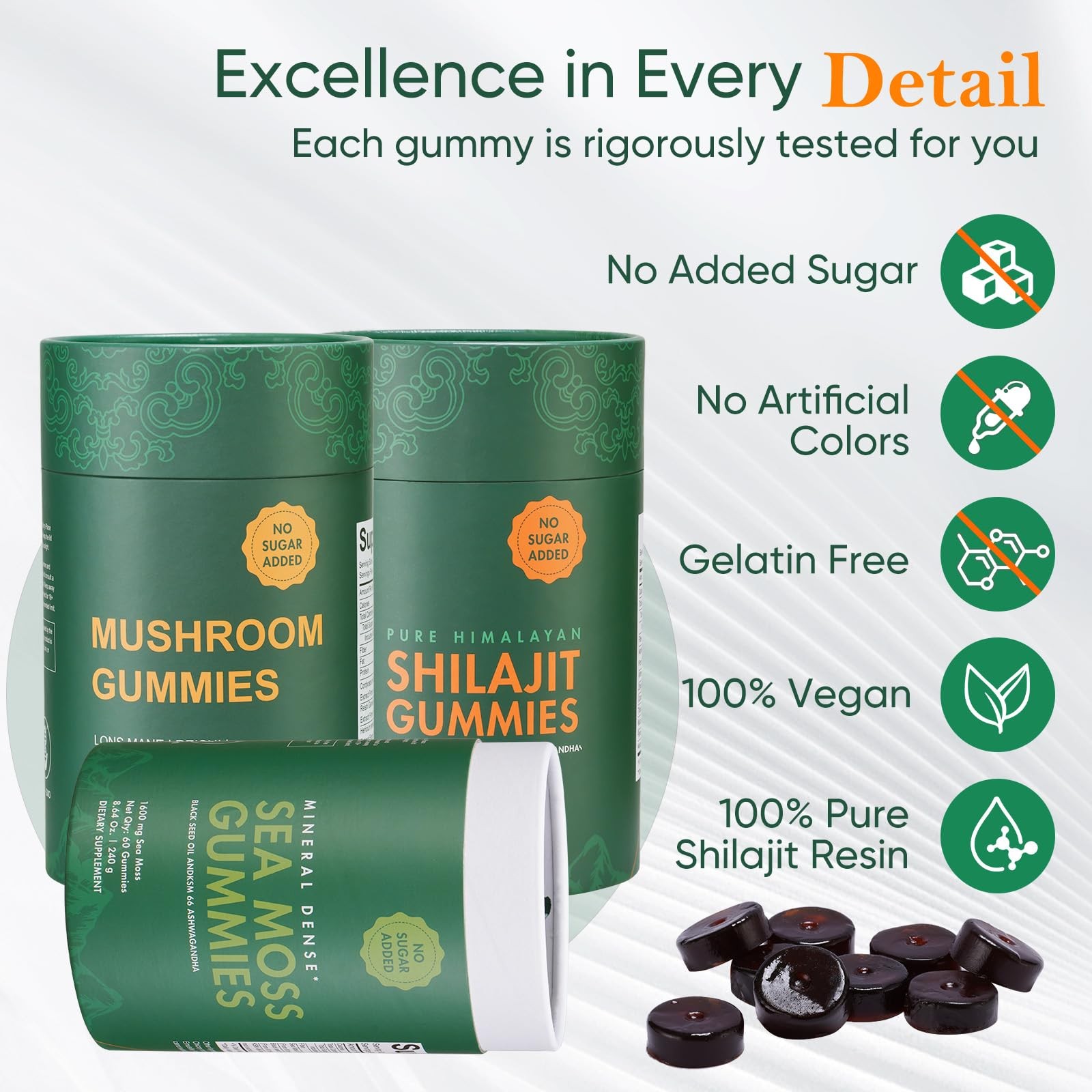 Xuore Bundle Of Shilajit Sea Gummies Lions Mane Reishi Cordyceps Ashwagandha 75