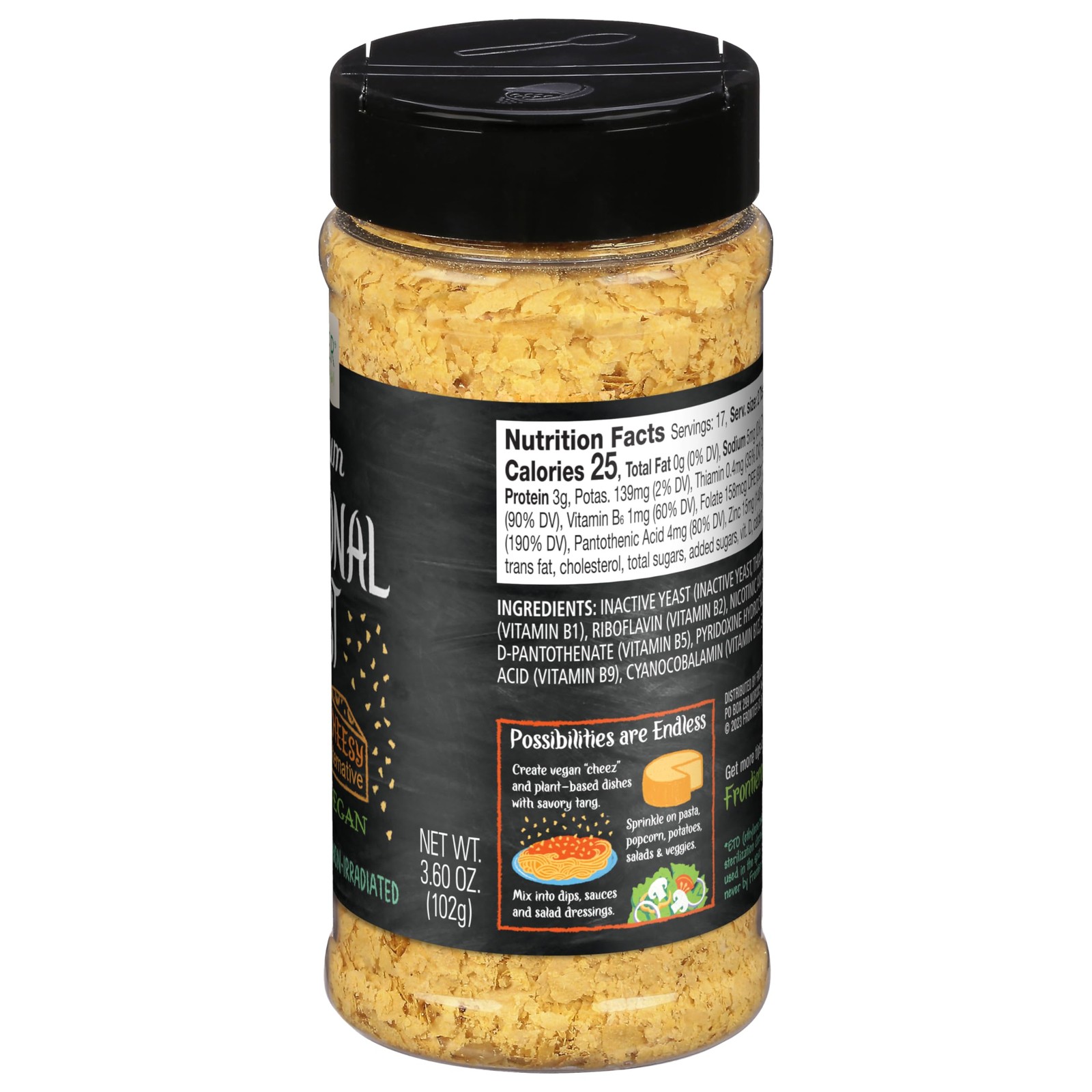 Frontier Herb Premium Nutritional Yeast 3.6 Oz Vegan B Vitamins Boost