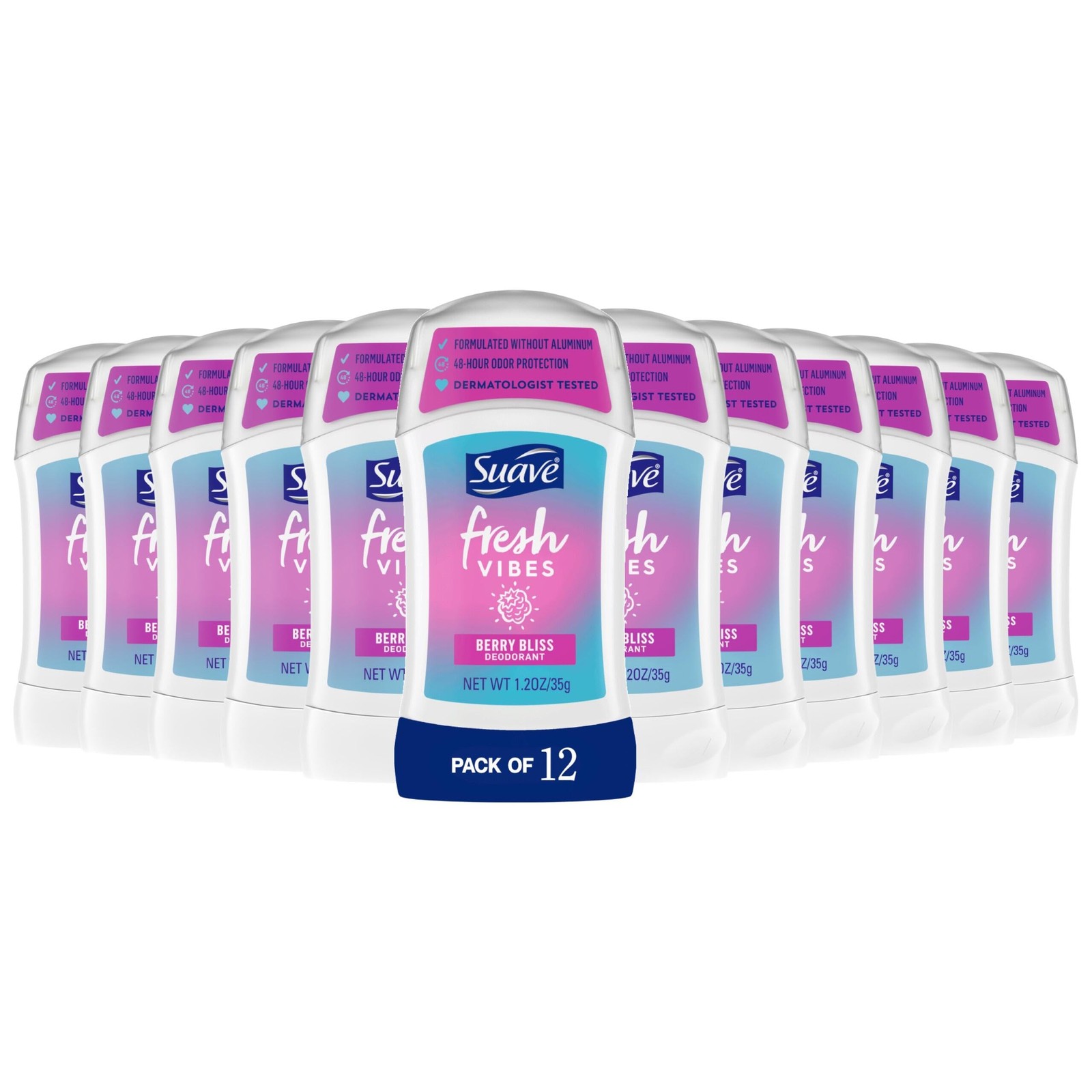 Suave Fresh Vibes Deodorant Stick Berry Bliss Aluminum 2.6 Fl Oz (Pack of 1)