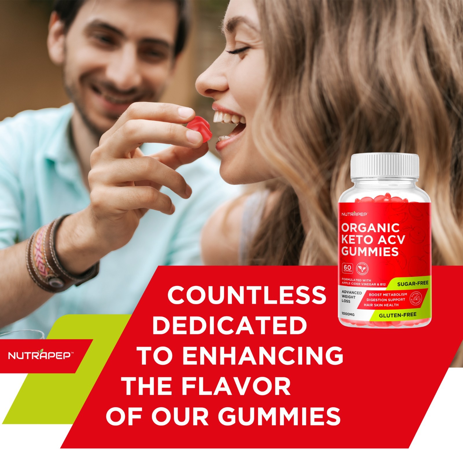 NutraPep Organic Keto ACV Gummies – Gluten-Free & Sugar-Free Apple Cider Vinegar