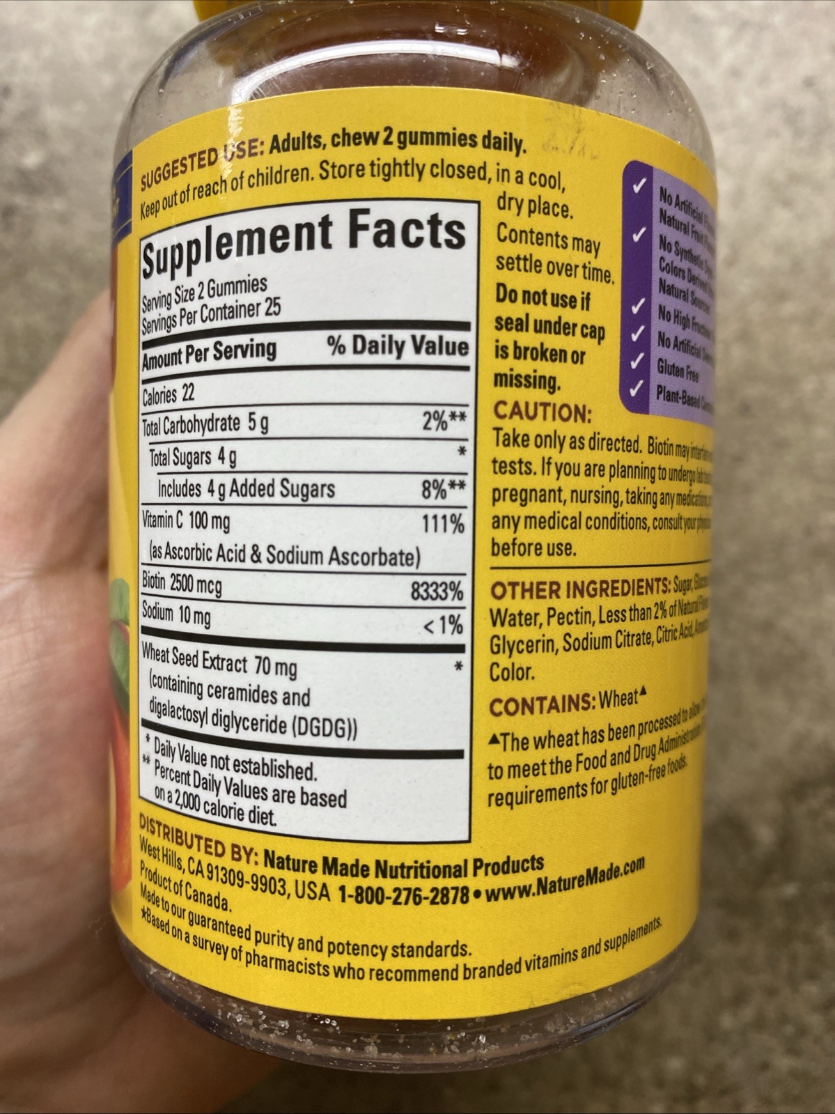 Nature Made Skin Hydration + Ceramides – Gummies – Peach – 50ct – EXP 12/26