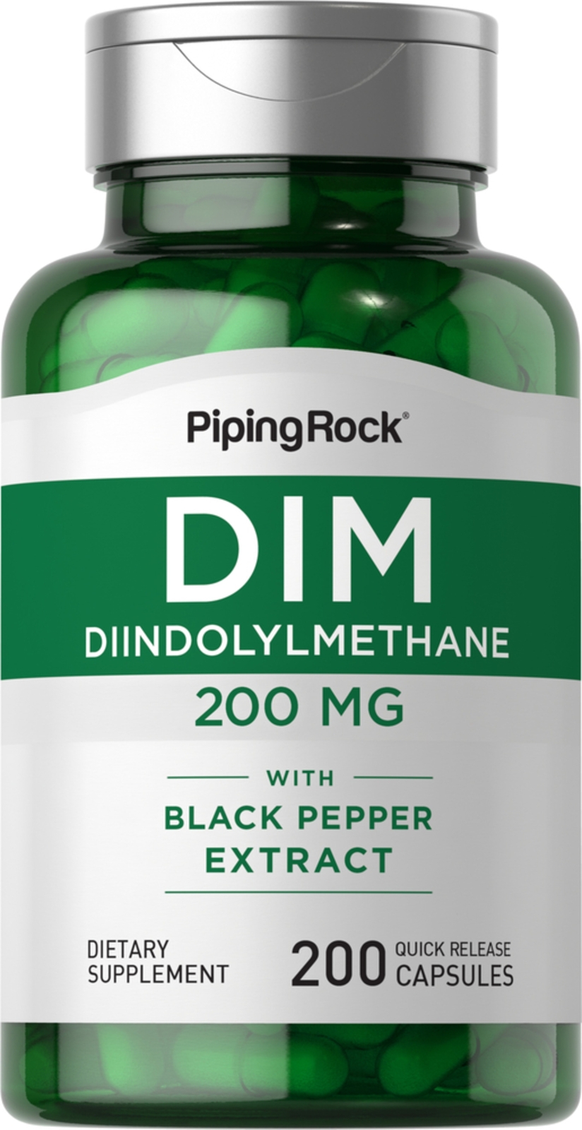 DIM Supplement 200 mg | 200 Capsules | Non-GMO, Gluten Free | By Piping Rock