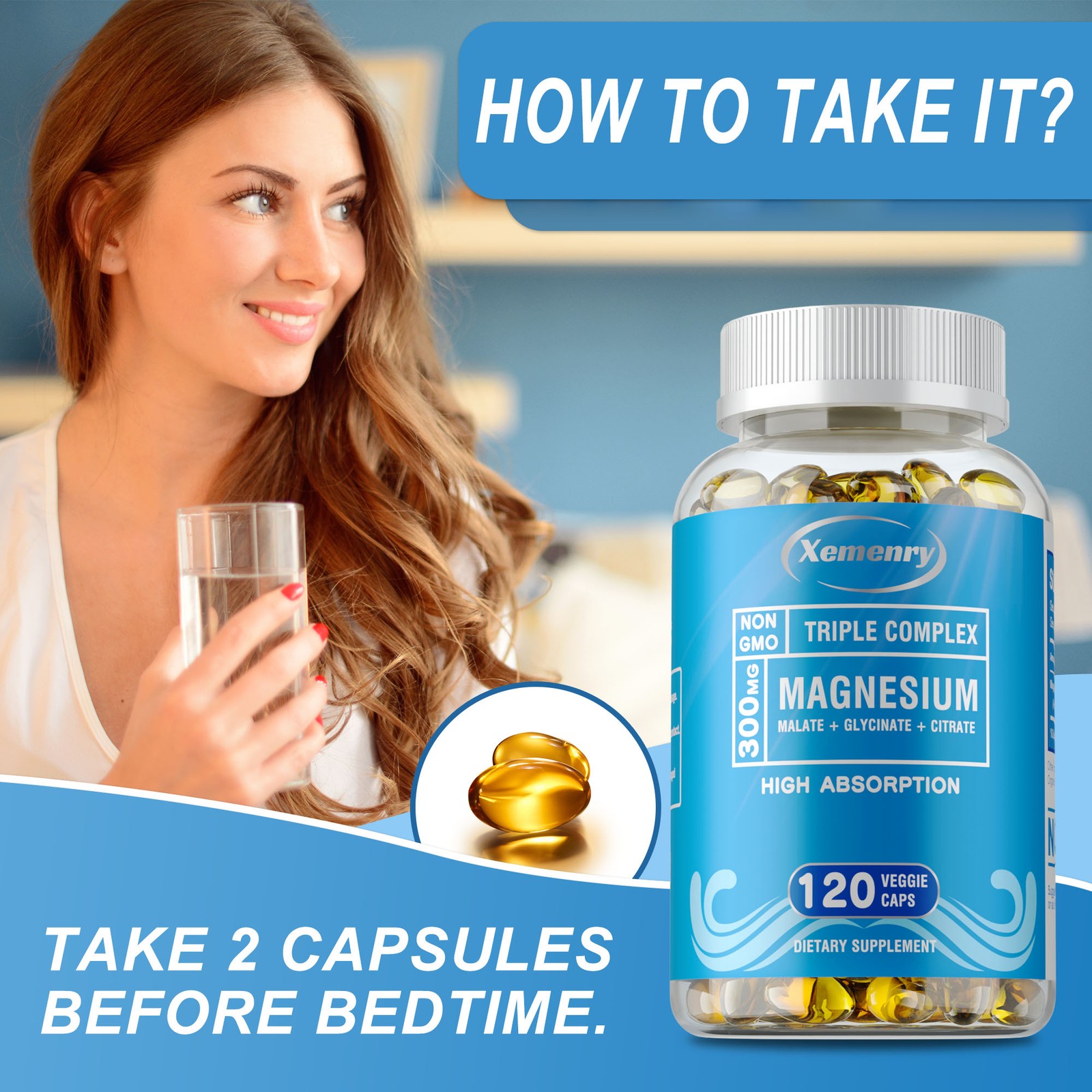 Triple Magnesium Complex -Magnesium Malate,Glycinate,Citrate,Sleep,Stress Relief