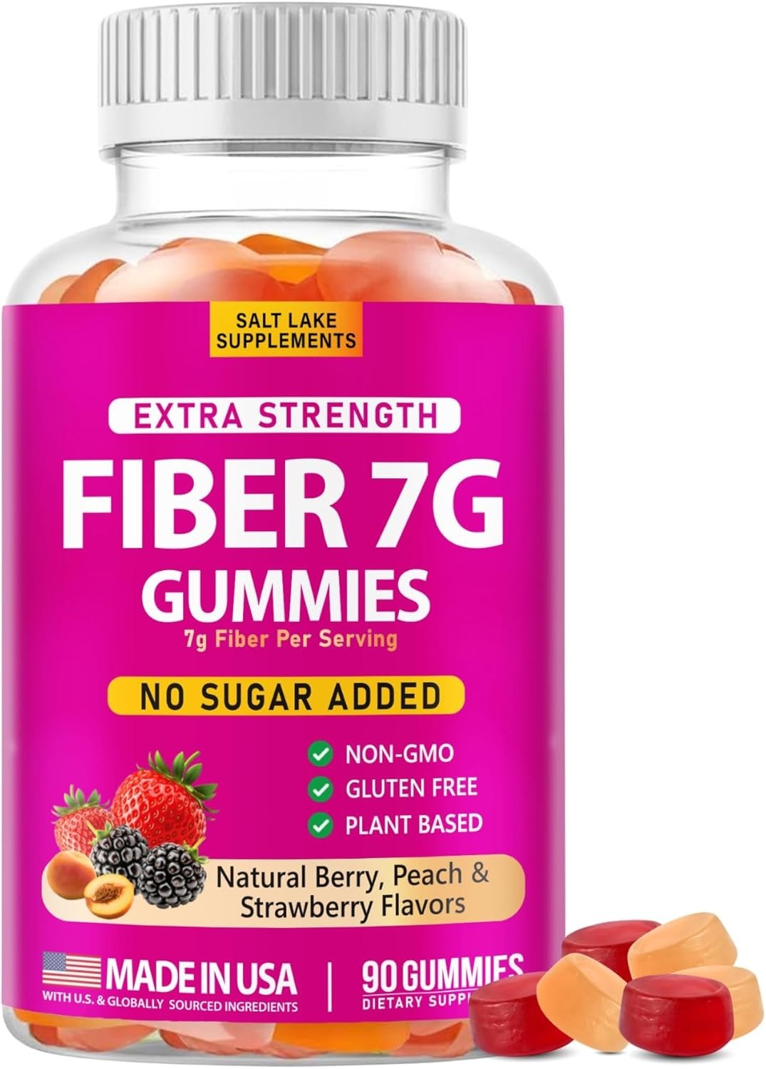 Slat Lake Supplement Extra Strength Fiber Gummies 7g Per Serving – 90 Count