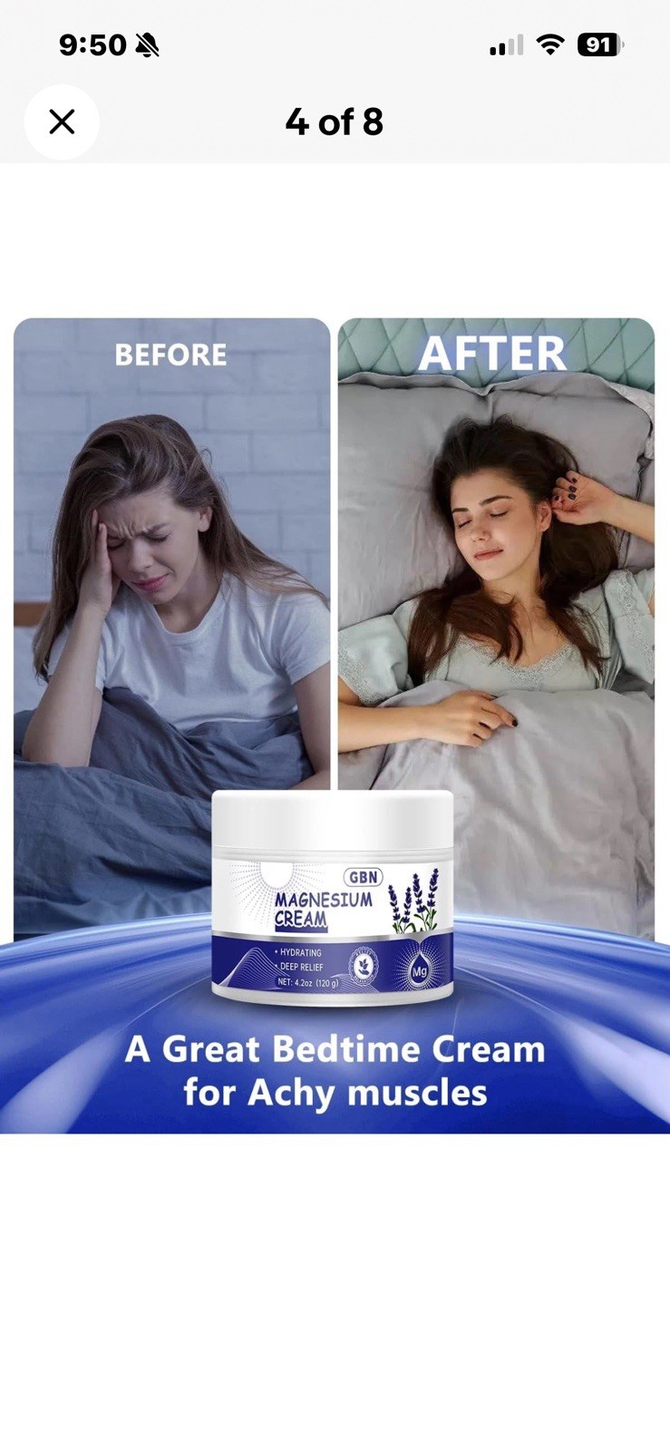GBN Magnesium Cream for Sleep – Natural Relaxation 4.2 Fl Oz (Pack of 1)