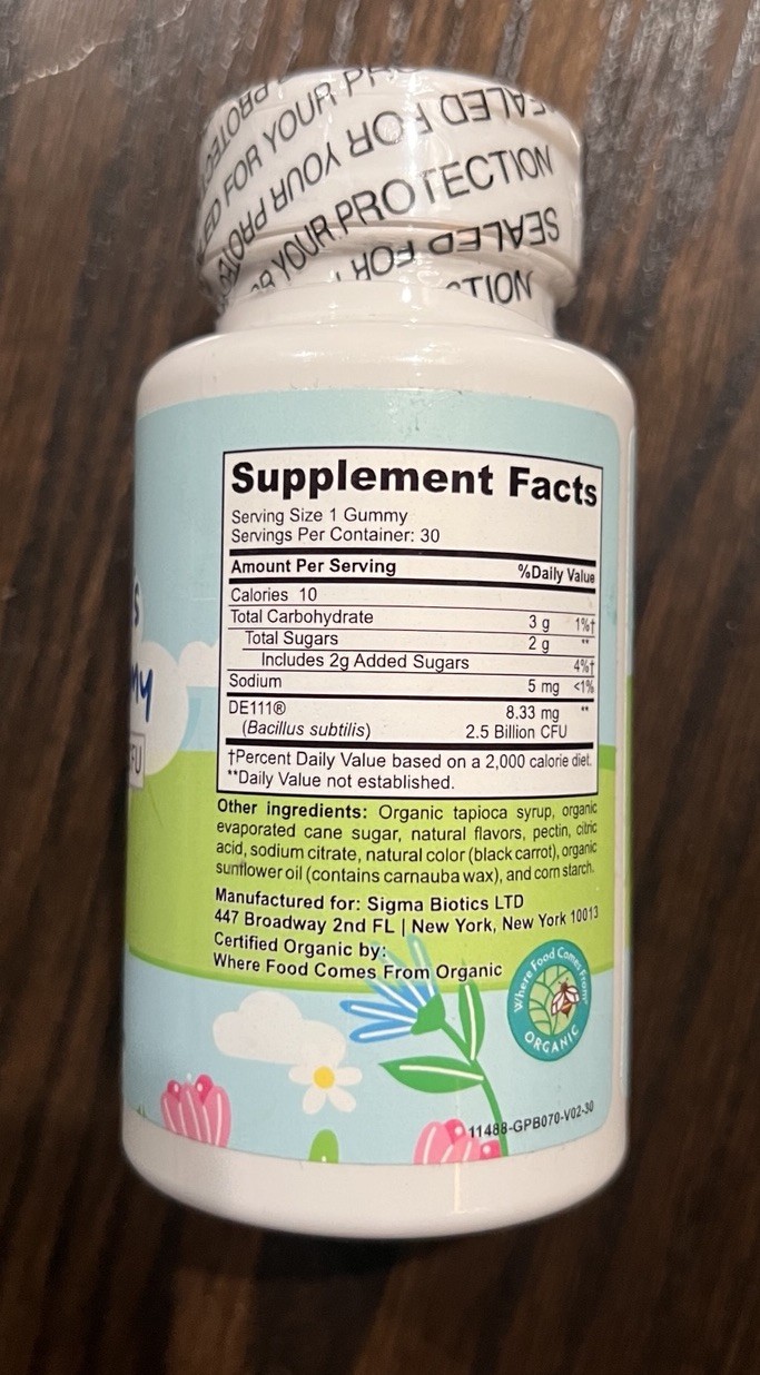 Organic Probiotic Gummies for Kids 2.5 Billion CFU Digestive Support 30 Count
