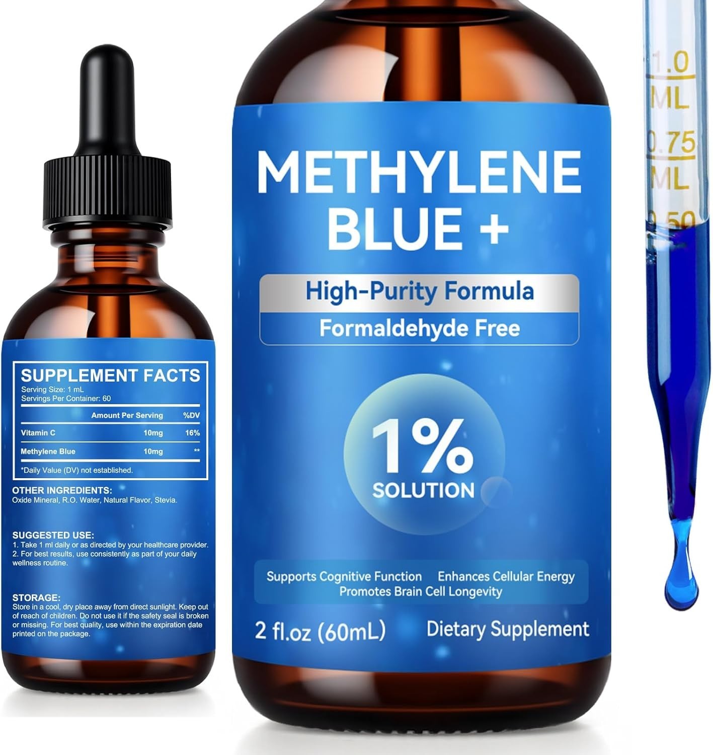 Blue Supplement – Pharmaceutical Grade, 2 FL OZ, 1% USP Grade, Liquid