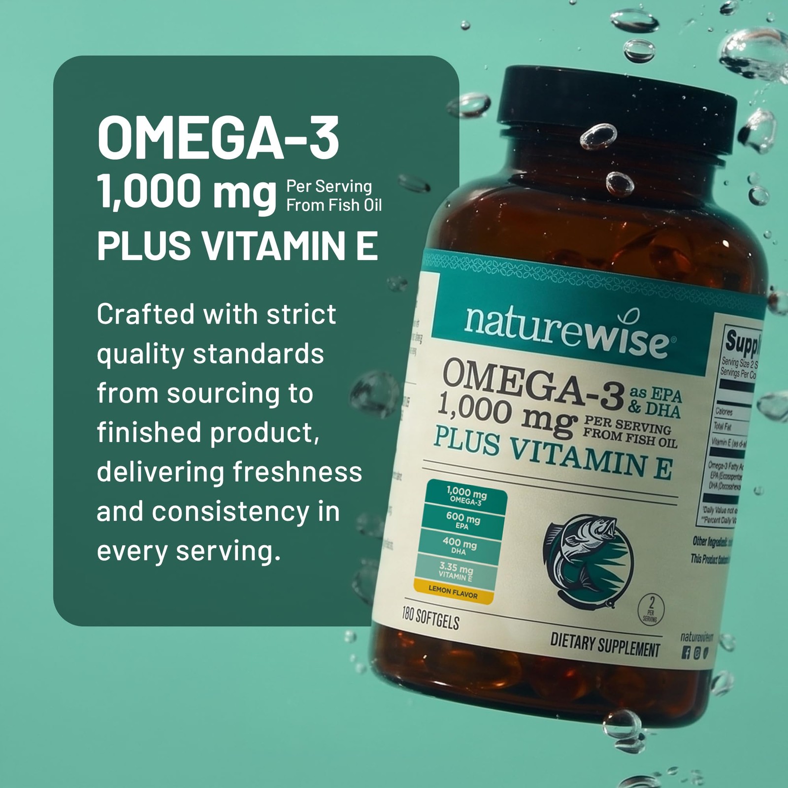 Extra-Strength Omega 3 Fish Oil Supplement – 1000mg per Serving – 600 EPA & 4…