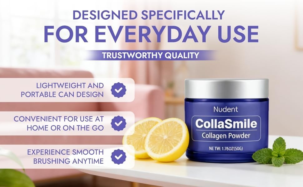 Nudent Collasmile Collagen Tooth Hydroxyapatite Enamel Toothpaste Powder 1.76 Oz