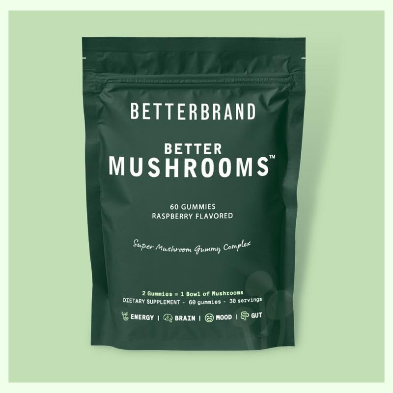 Betterbrand Better Mushrooms Gummies Raspberry Flavored 60 Count Dietary Supplem