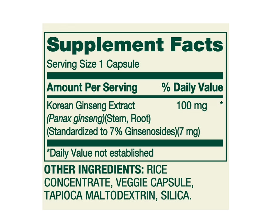 3 PACK Spring Valley Korean Panax Ginseng Capsules, 100 mg, 60 Count Vegetarian