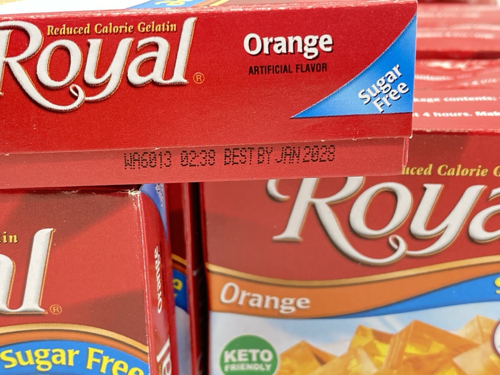 Royal Gelatin Sugar Free ORANGE Flavor Pack of 12 Boxes
