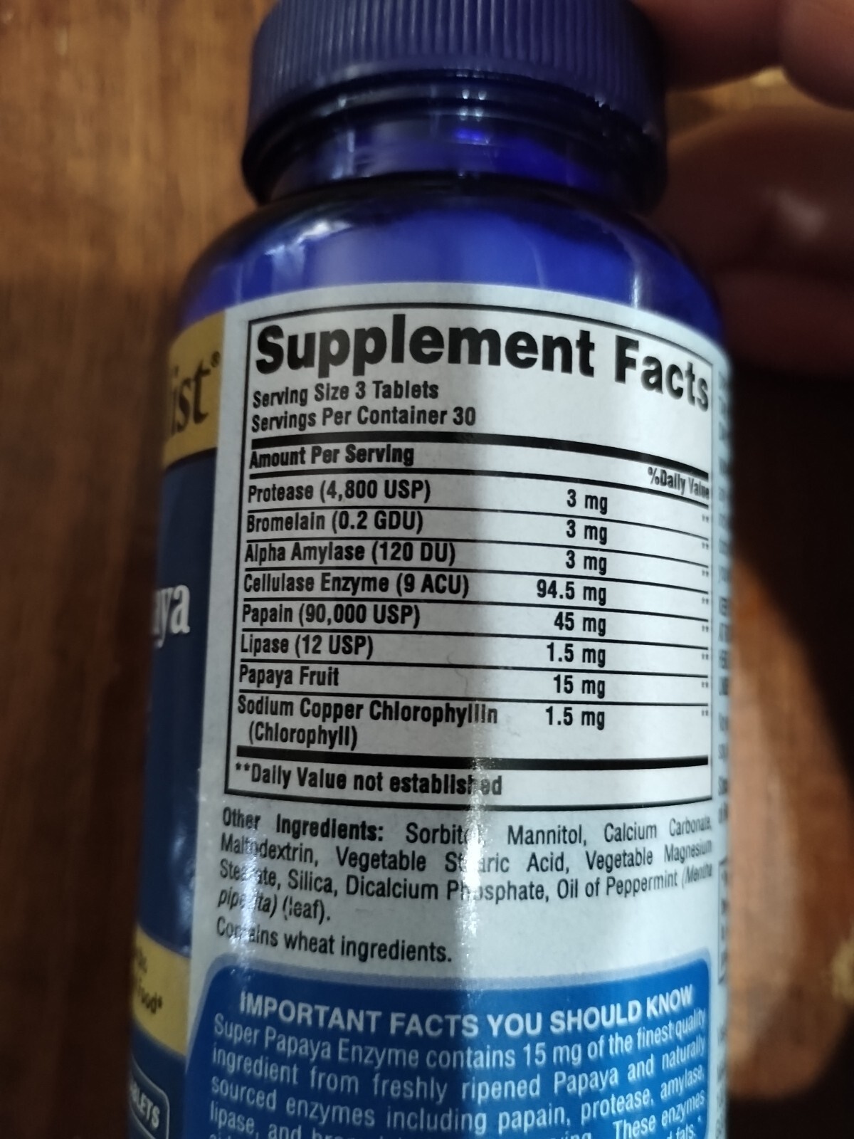 3 Bottles Naturalist Super Papaya Enzyme 90 Tablets Exp 06/2025