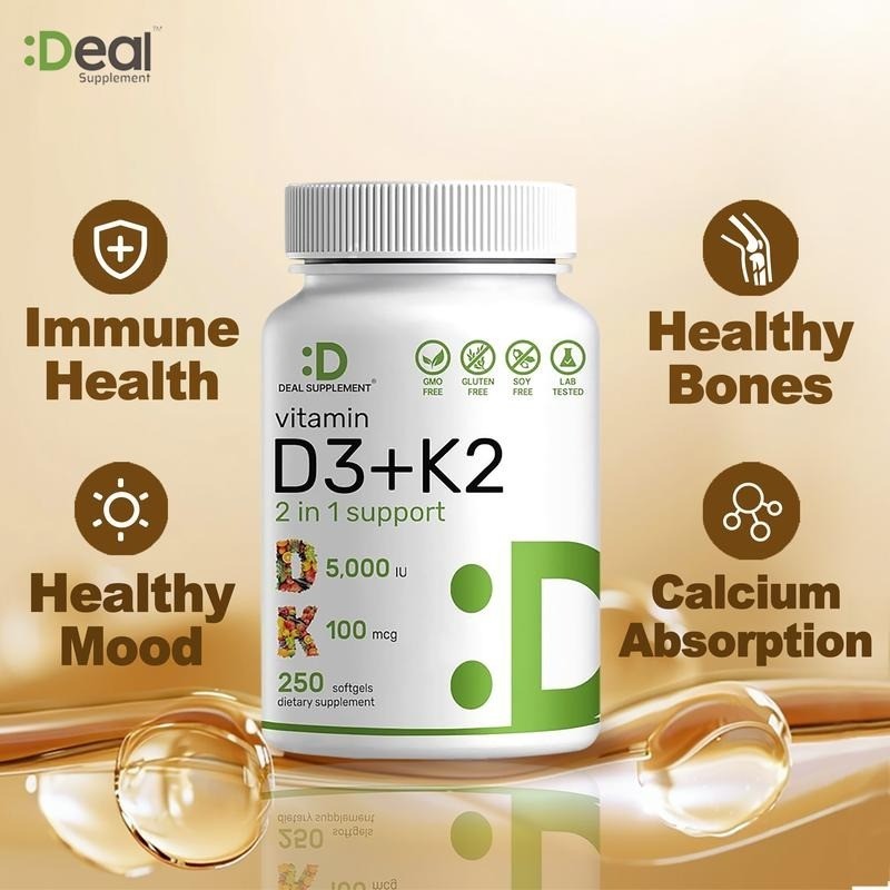 2 Bottles D3 K2 Veggie Softgels Daily Bone Heart Immune Vegan Wellness Support