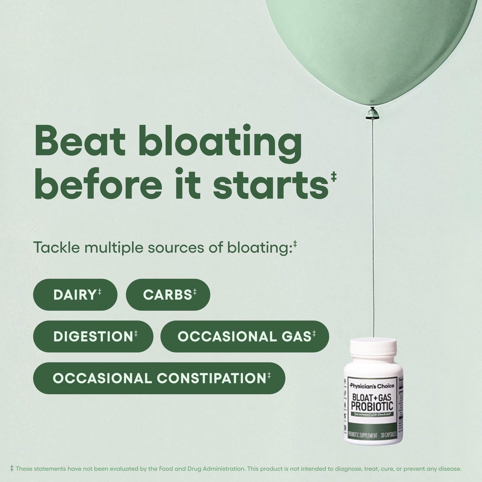 Physicians CHOICE Bloat Gas Probiotic 5-in-1 Proactive Support + Daily Relie…