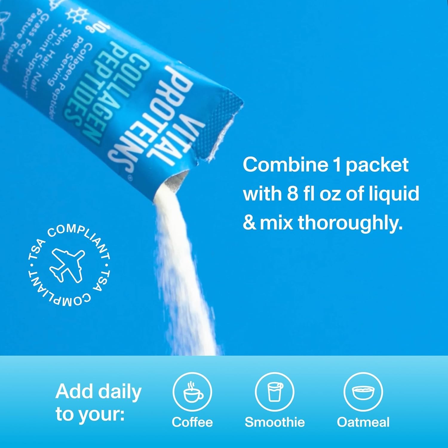 Hydrolyzed Collagen Peptides Travel Pack — 20 Convenient Single-Serve Packets…