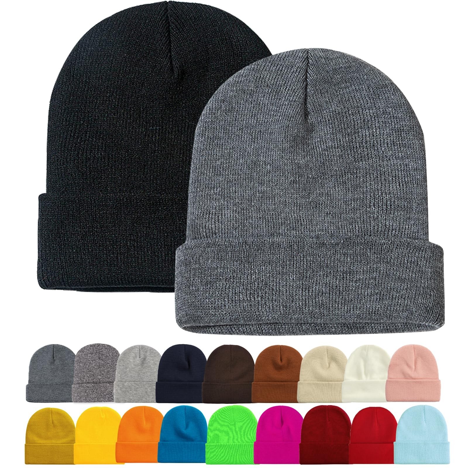 ZOORON 1&2 Pack Beanie for Men Women Slouchy Beanie Hats Winter Knit Caps Sof…