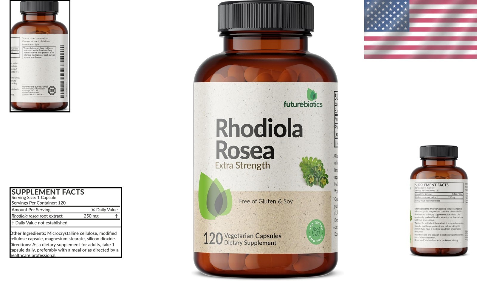 Rhodiola Rosea Powder Vegetarian Capsules – 120 Count for Energy and Brain Power