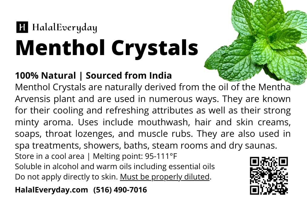 Menthol Crystals – 100% Pure Mentha Arvensis USP Food 8 Ounce (Pack of 1)