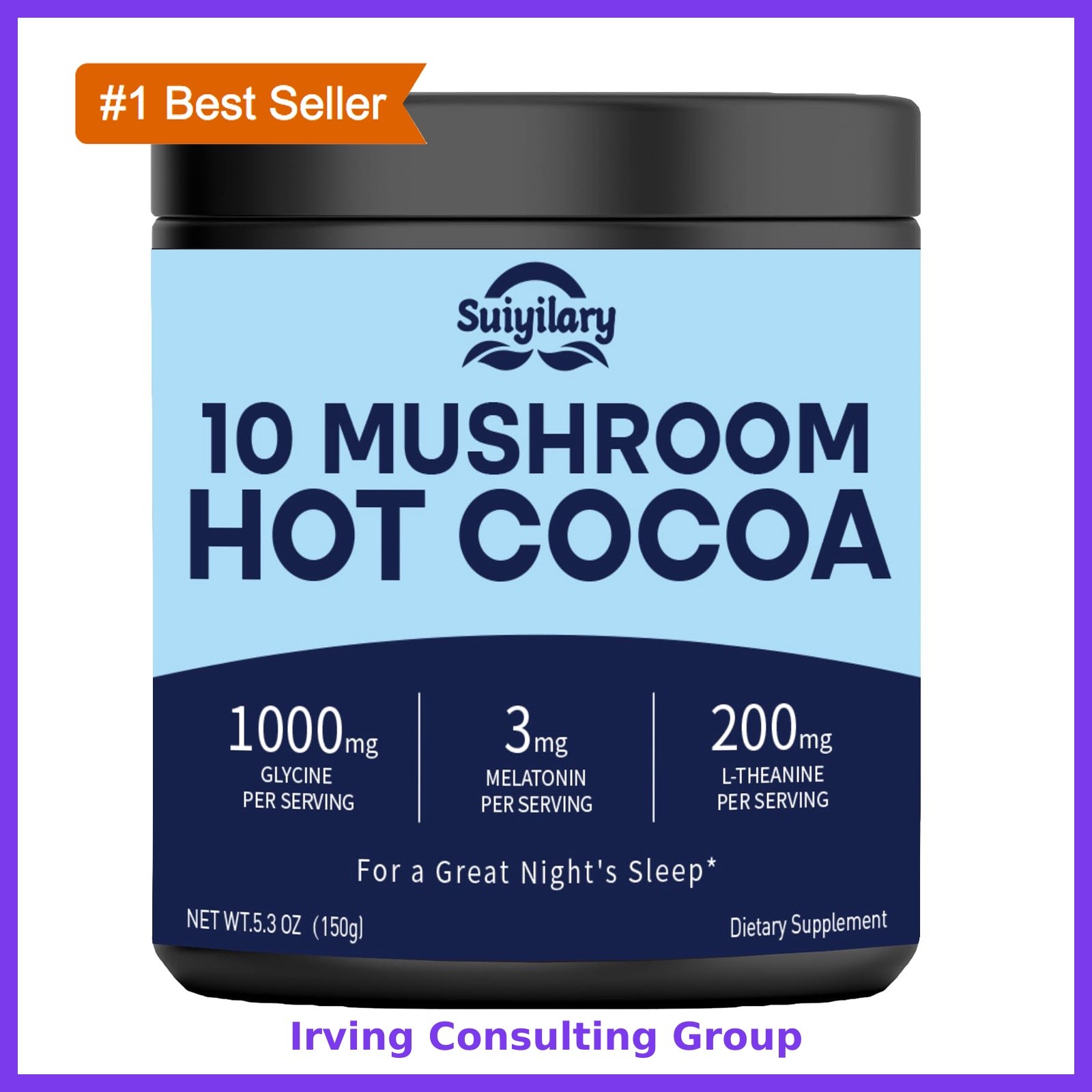 Suiyilary Mushroom Melatonin Cocoa 5.3oz Sugar Free Keto