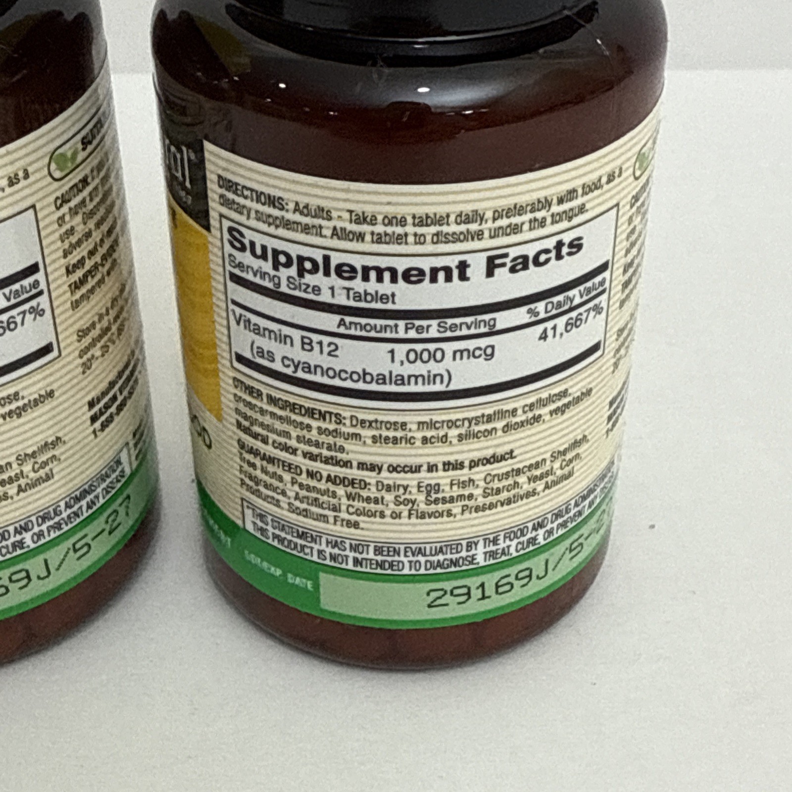 2 X Vitamin B-12 Quick Dissolve 1000 Mcg 100 Tabs By Mason Natural – Exp 5/27