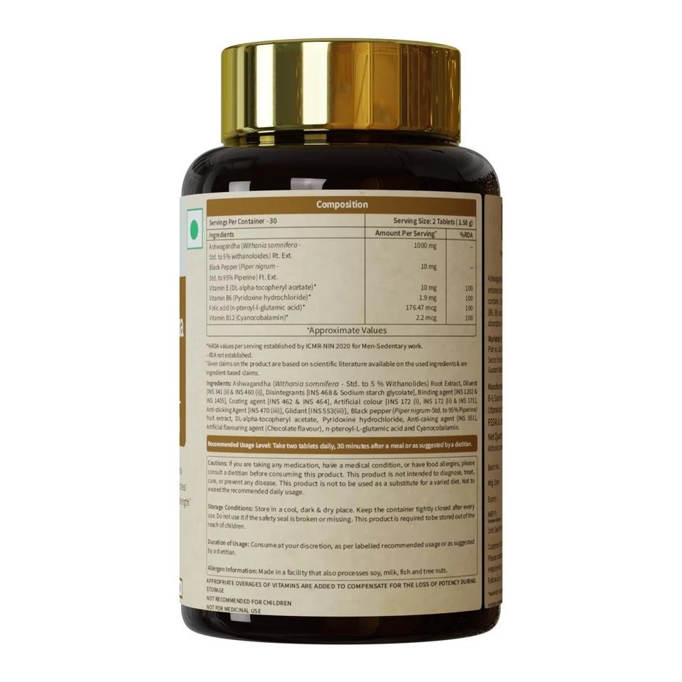 Ashwagandha 1000mg Tablets | Manage Anxiety & Stress Relief | N043