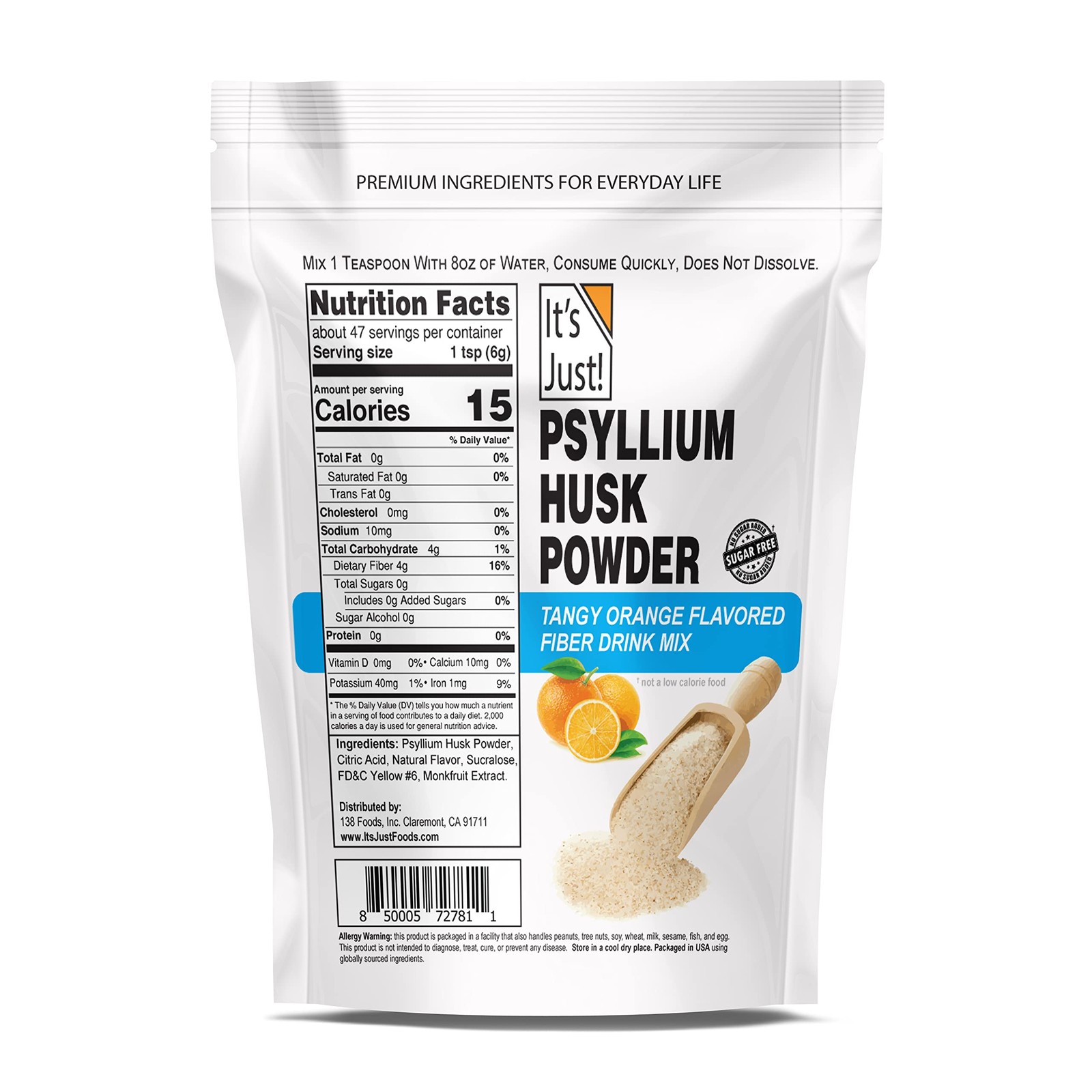 It’s Just! – Psyllium Husk Powder, Easy Mixing 0.625 Pound (Pack of 1)