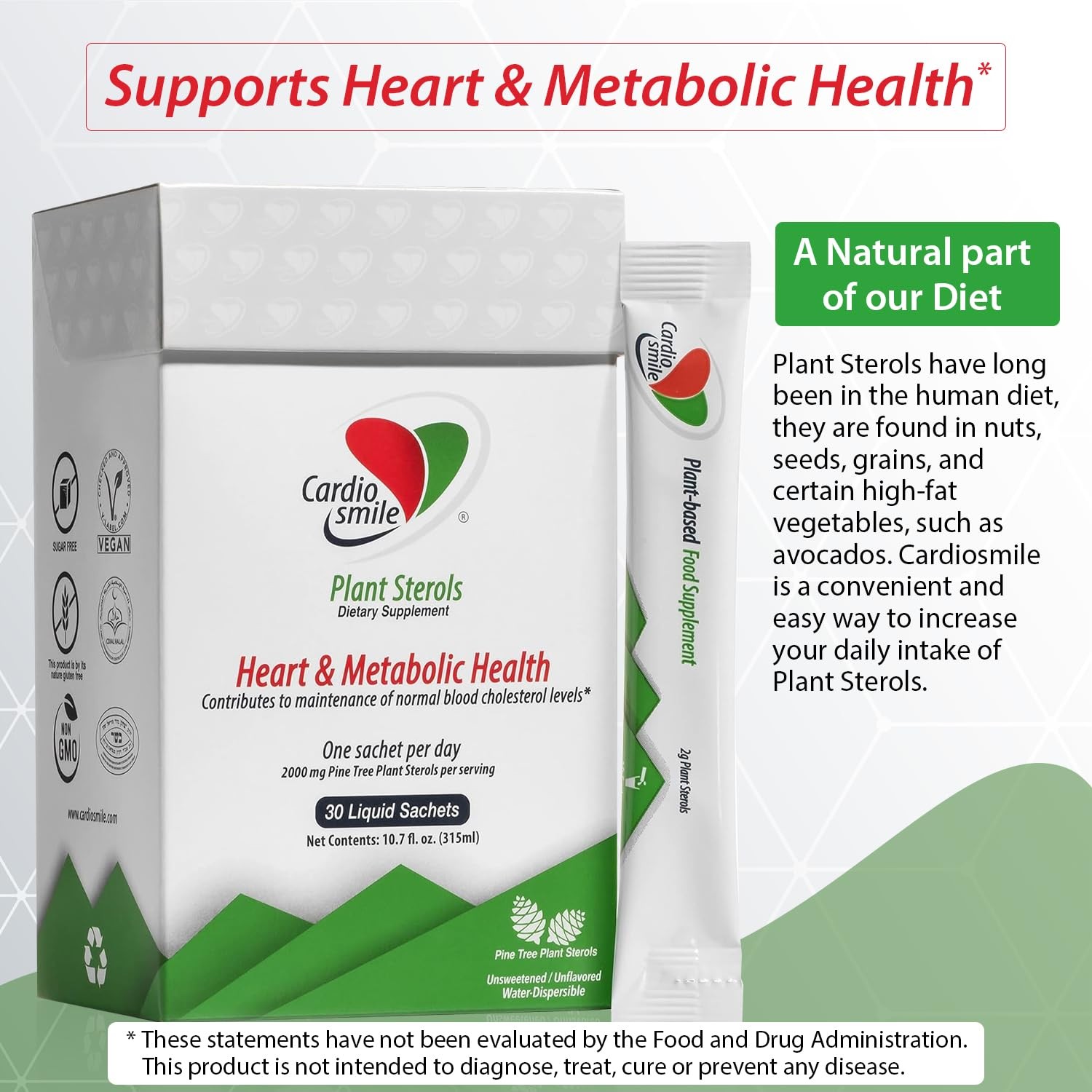 Cardiosmile 2000mg Plant Sterols Supports Healthy 30 Count (Pack of 1)