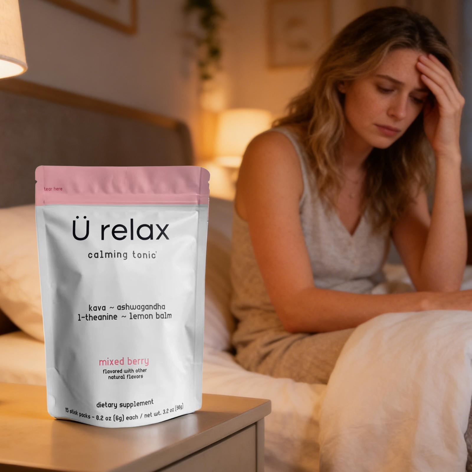 U Relax Calming Tonic- 15 Packets MIXED BERRY Flavor Relax Calming Drink