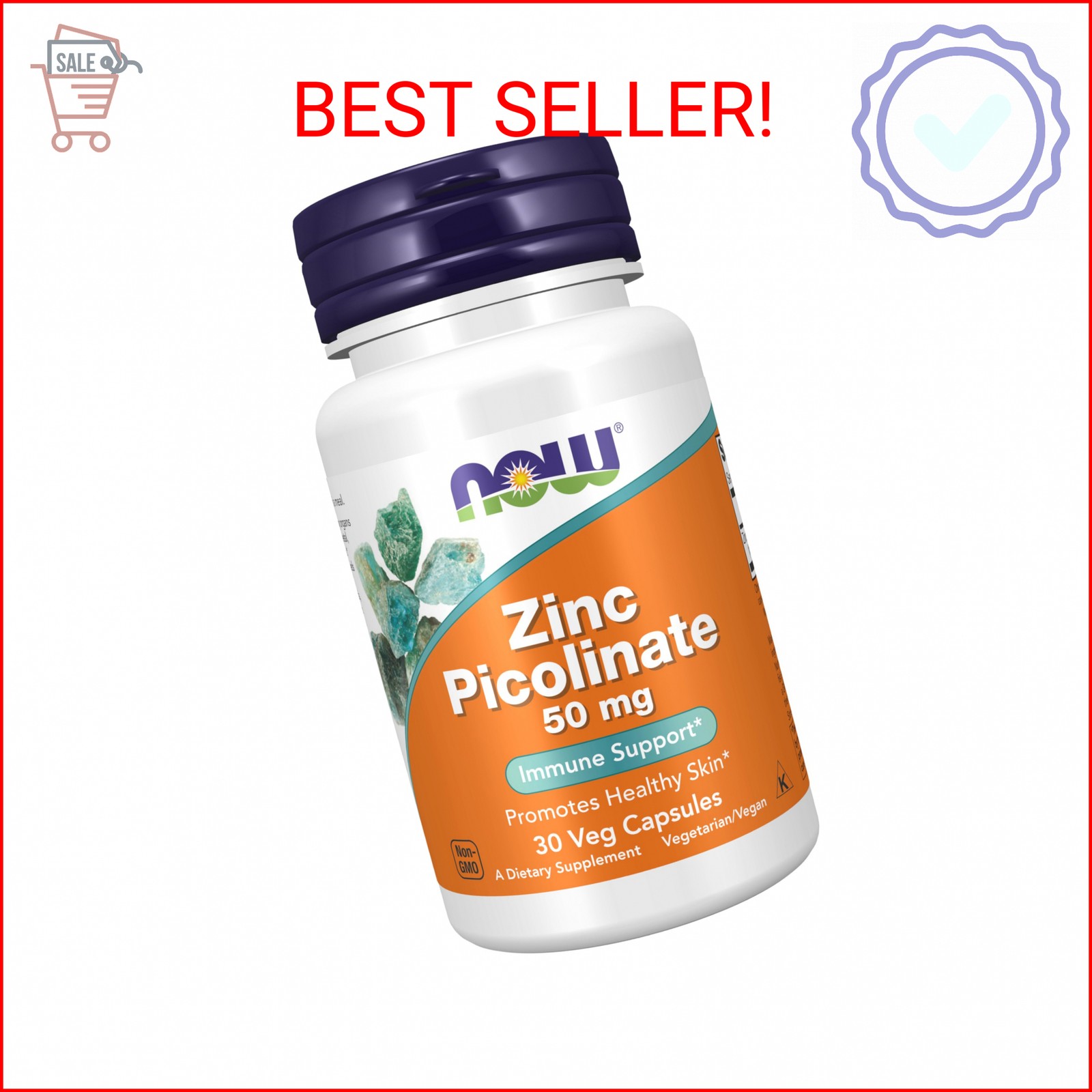 Now Foods Supplements, Zinc Picolinate 50 mg, Supports Enzyme Functions*, Immune
