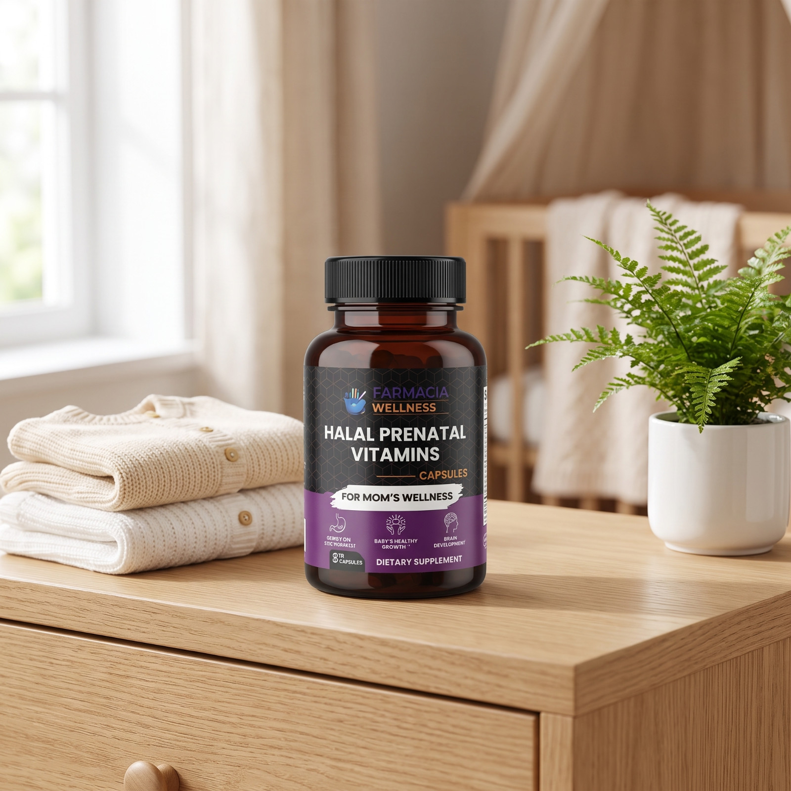 Farmacia Wellness Halal Prenatal Vitamins 60 Capsules Gentle Mom & Baby