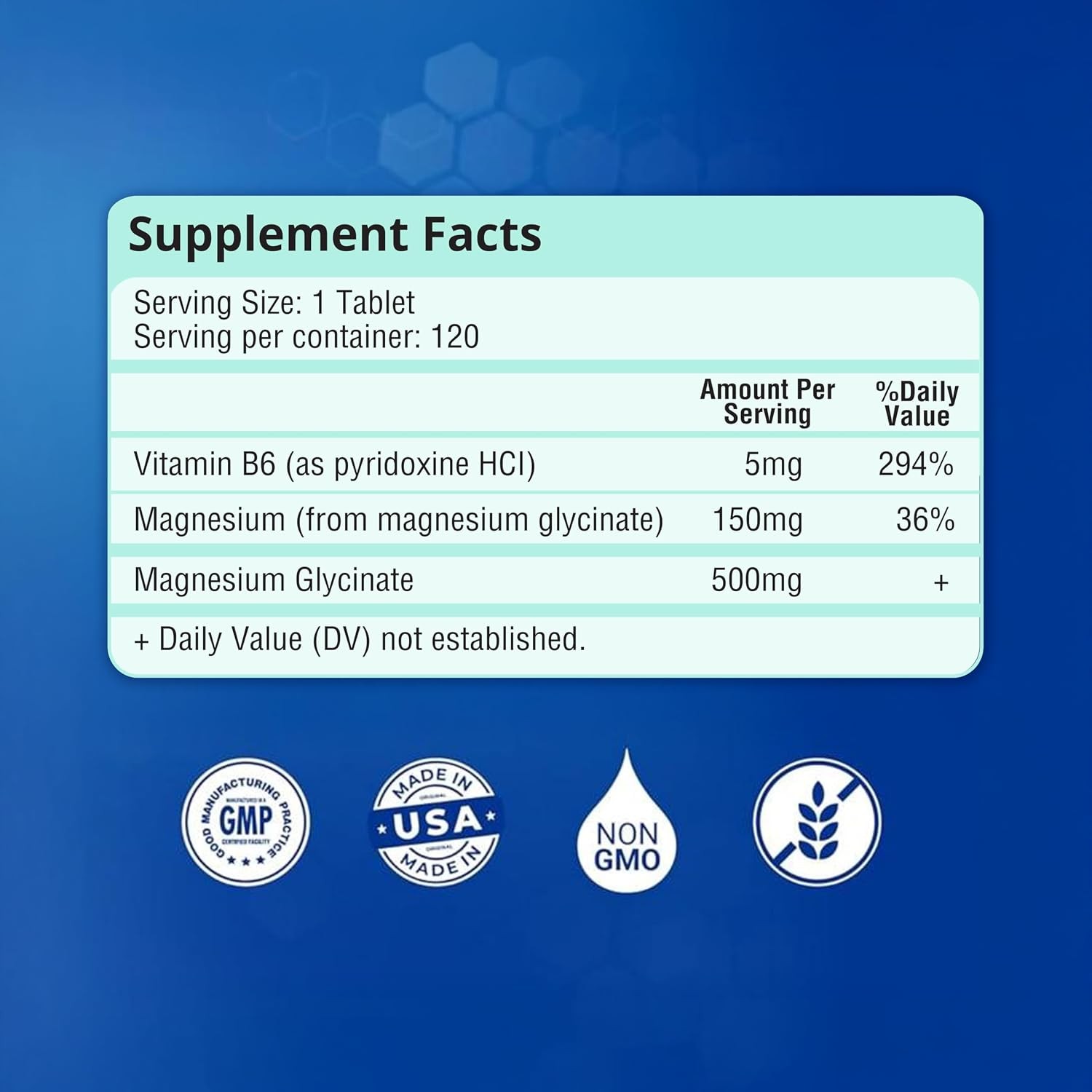 Magnesium Glycinate 500mg 120 Tablets High Absorption Supplement Vegetarian glut