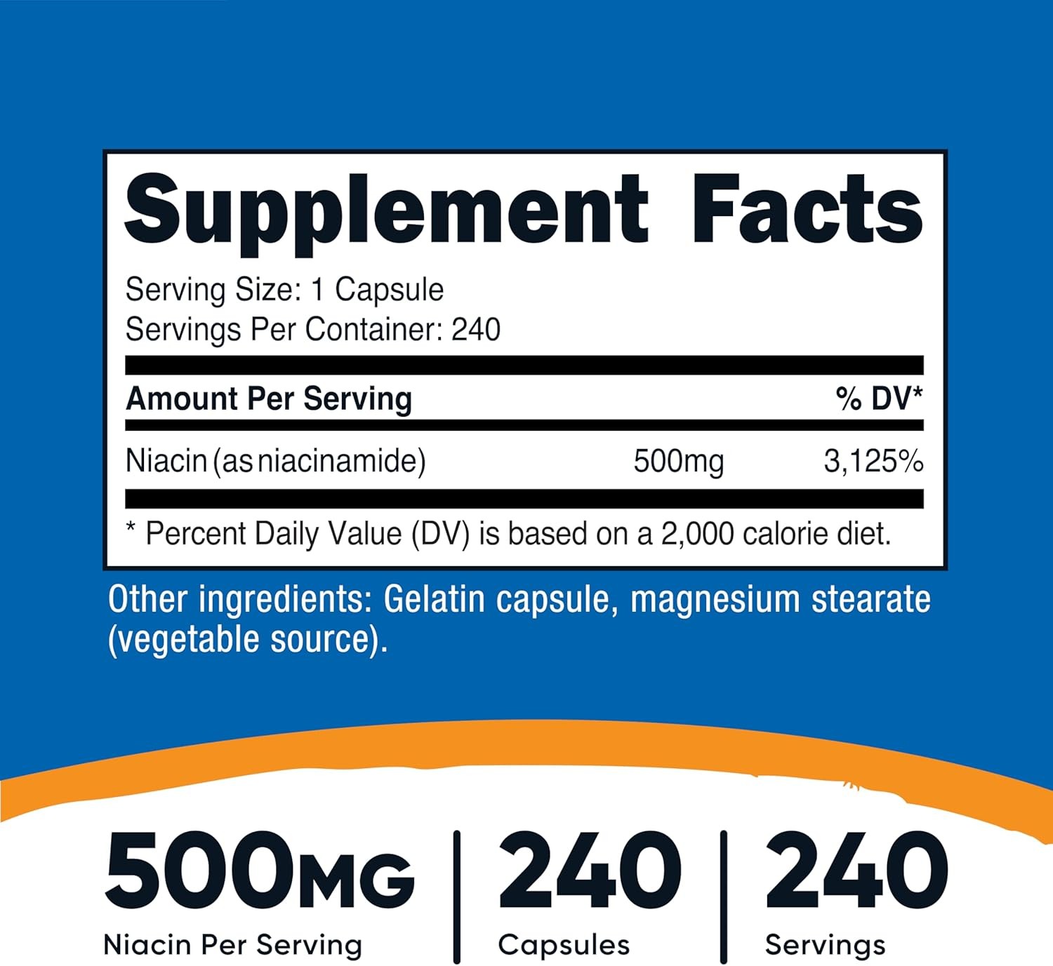 Nutricost Niacinamide (Vitamin B3) 500mg, 240 Capsules 240 Count (Pack of 1)