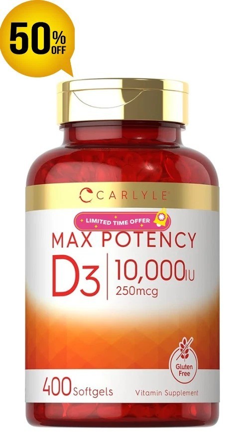 Carlyle Vitamin D 10000 IU 400 Softgels | Value Size | Max Potency | Non-GMO, Gl