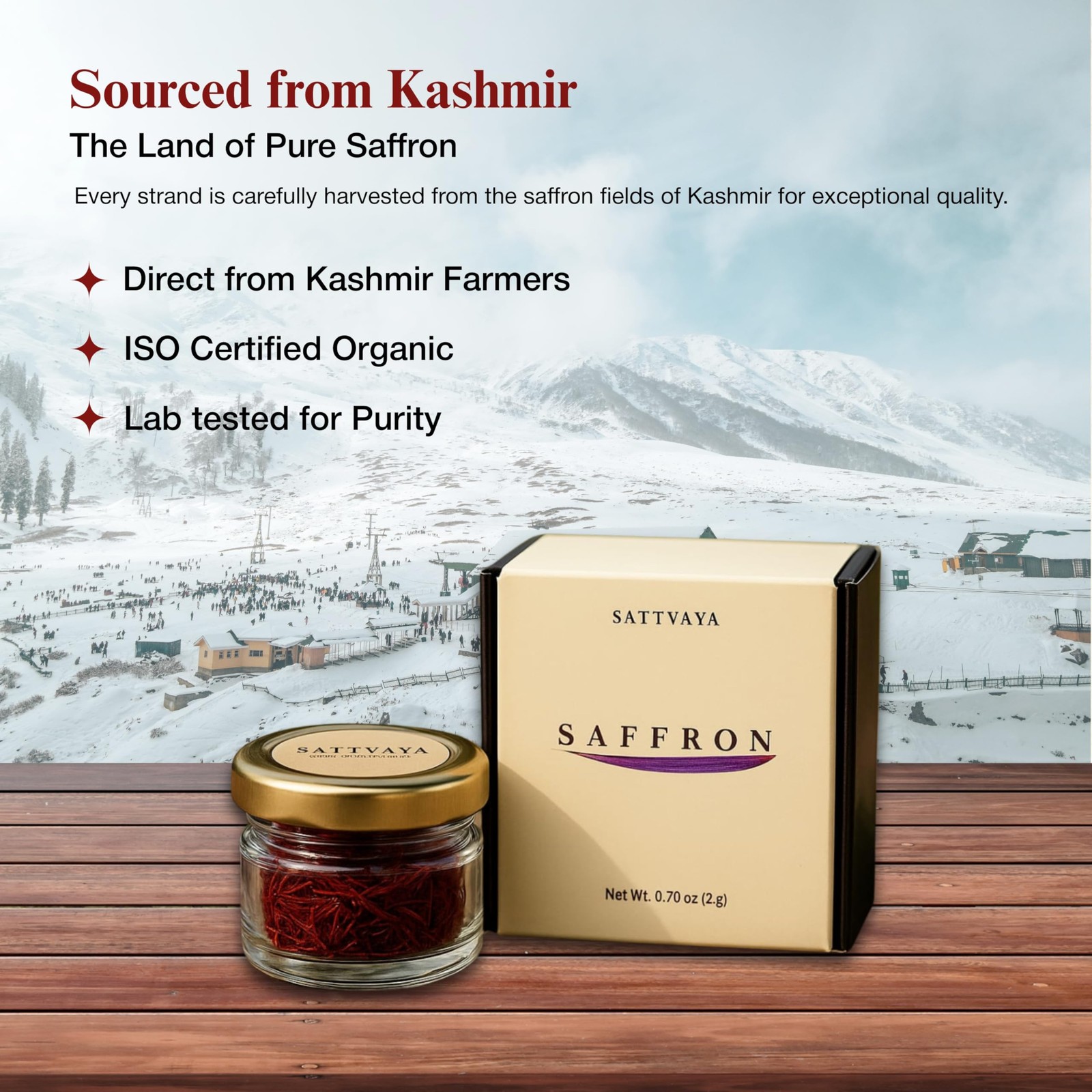 Sattvaya Organic Saffron Threads – 0.07 oz (2gm) – 100% Pure & 0.70