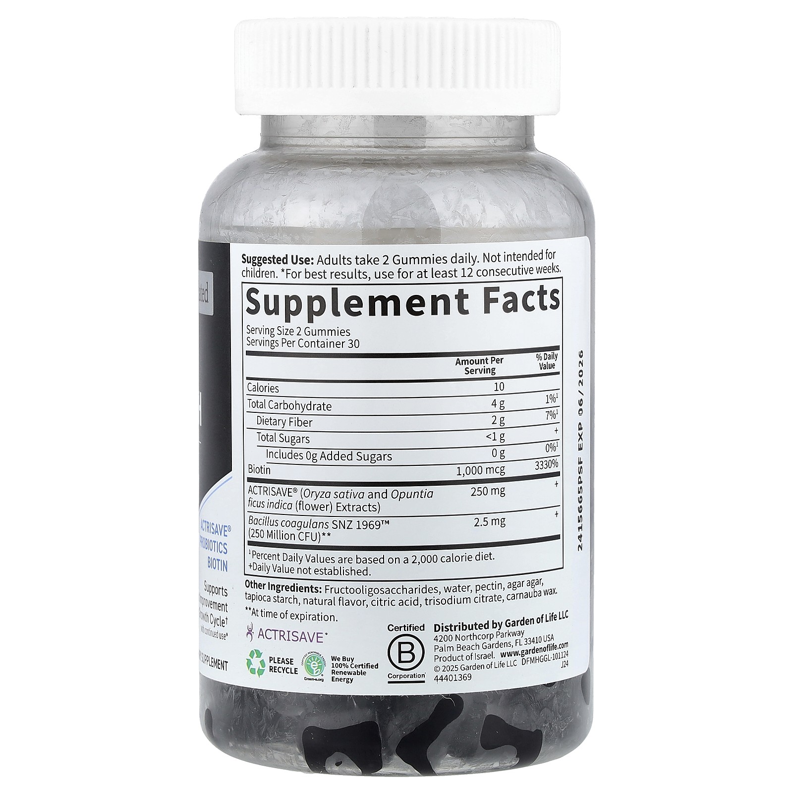 Hair Growth Gummies for Men, Berry, 60 Gummies
