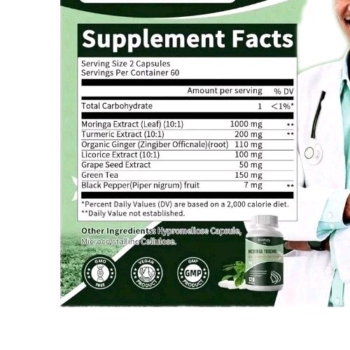 2 Pack GREENPEOPLE Liposome Moringa Capsules 1000mg – 120pc – 60 Day Supply