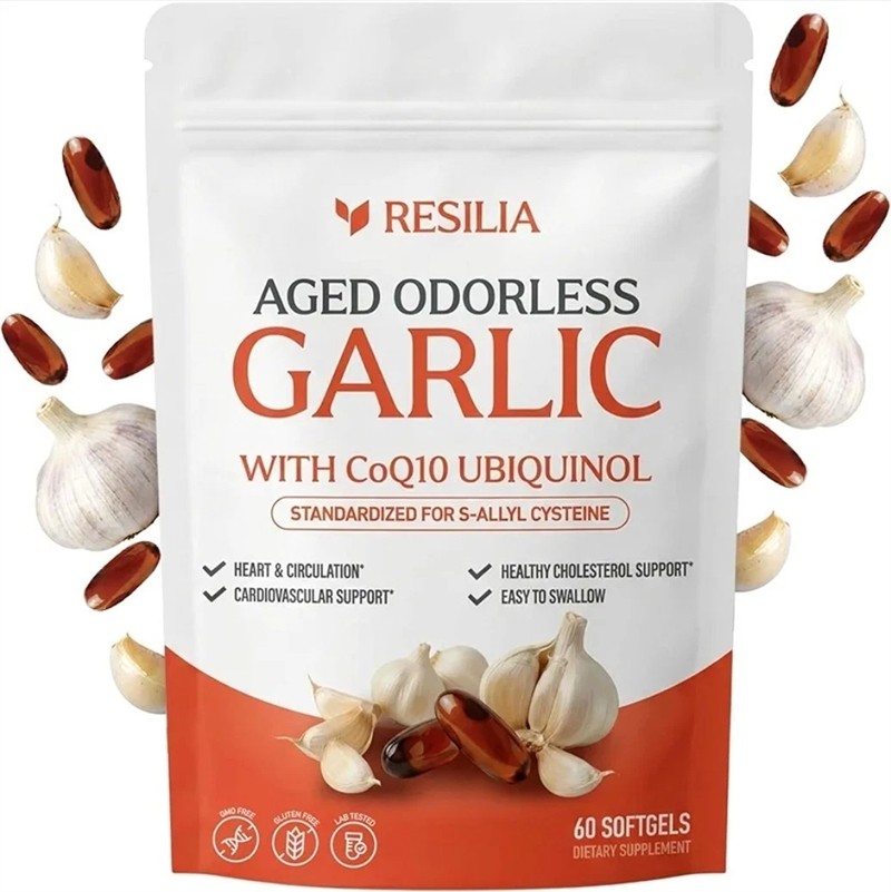 20x Resilia Garlic Extract 600mg Softgels (60 Count) Odorless Aged Garlic Extra