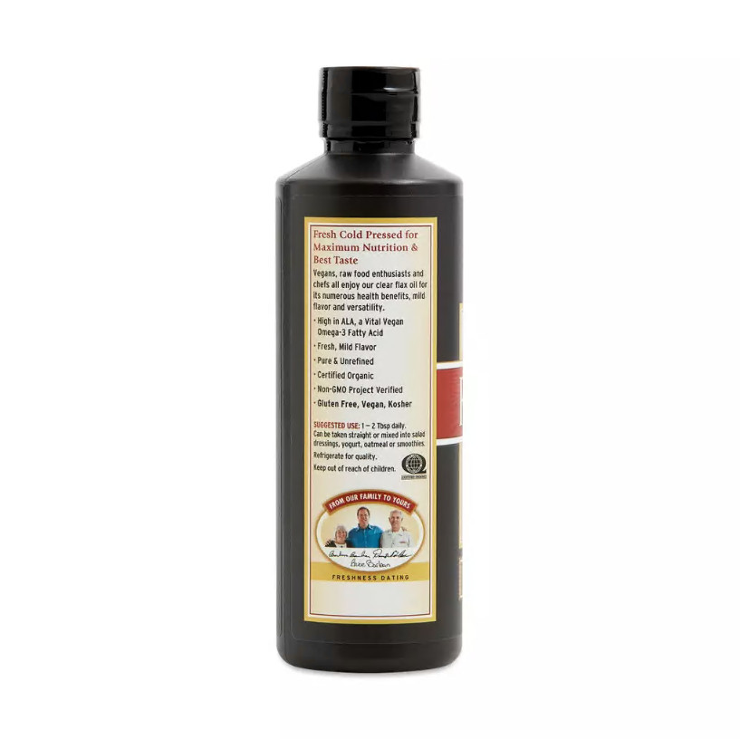 Barlean’s Organic Fresh Flax Oil 16 oz Gluten-Free, Kosher, Organic, Exp 2027+